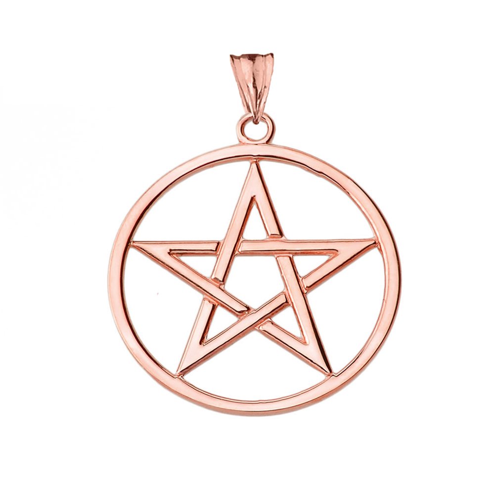 14K Rose Gold Pentagram Charm Pendant Necklace for Women - Elegant Gothic Jewelry Gift for Birthday, Halloween, Witchy Aesthetic & Spiritual Protection
