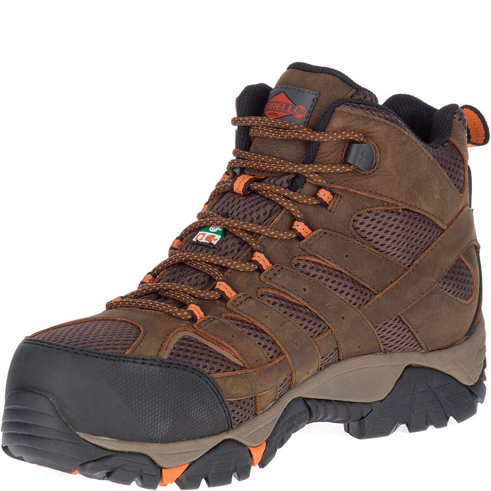Merrell Men's Moab Vertex Mid WP CT CSA Safety Hiking Boots - Waterproof Work Shoes for Construction, Outdoor & Industrial Use