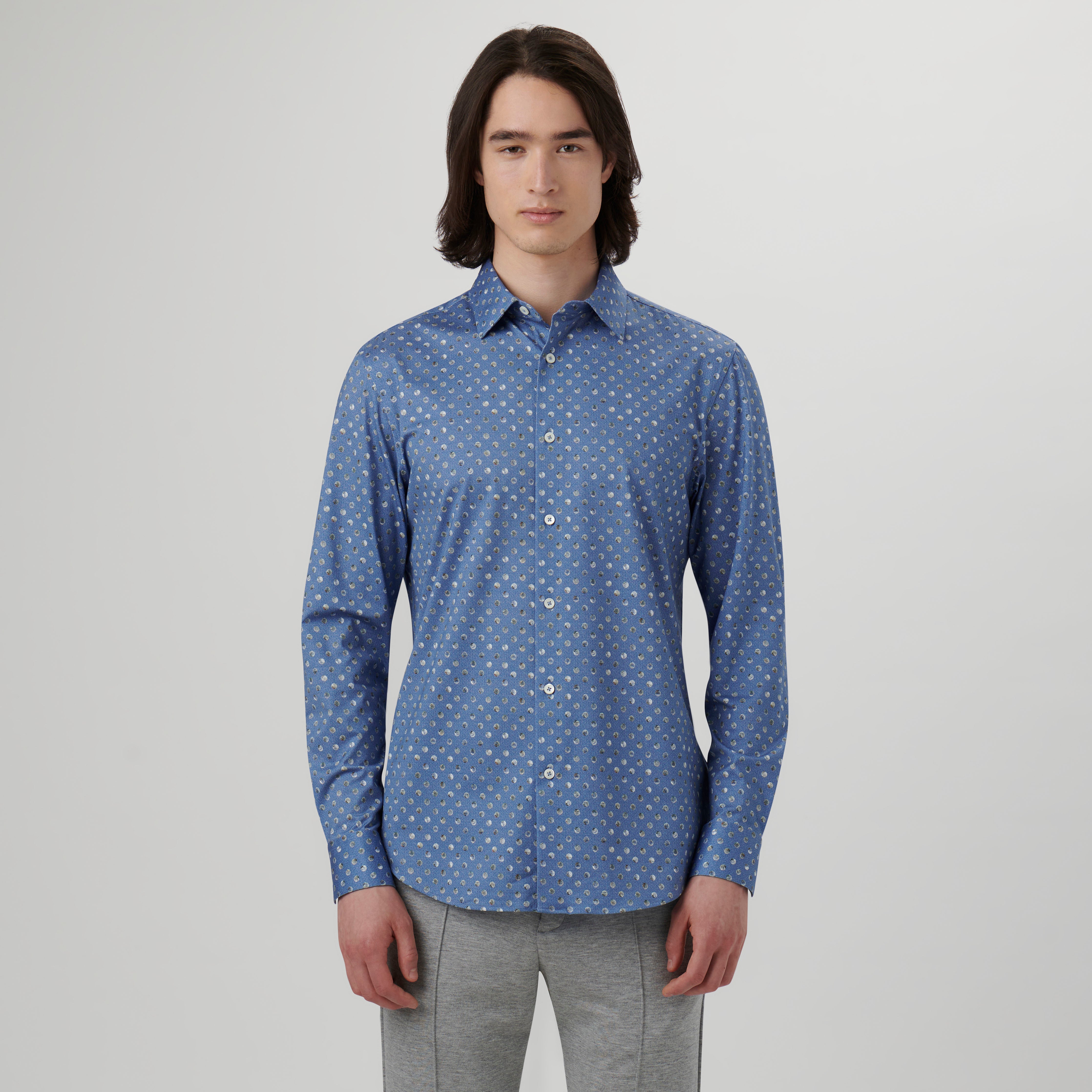 James Abstract Print Cotton Shirt for Men - Stylish Casual Button Down Shirt with Unique Artistic Design - Perfect for Office, Date Night & Weekend Outings