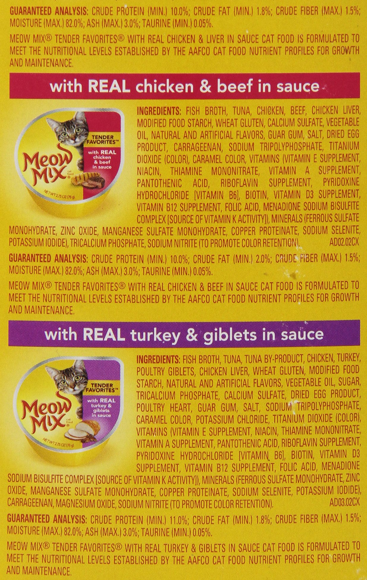 Meow Mix Tender Favorites Poultry & Beef Variety Pack Cat Food - 12 Count (2.75-Oz Cups) - Wet Cat Food for Adult Cats - Perfect for Mealtime, Travel & Treats