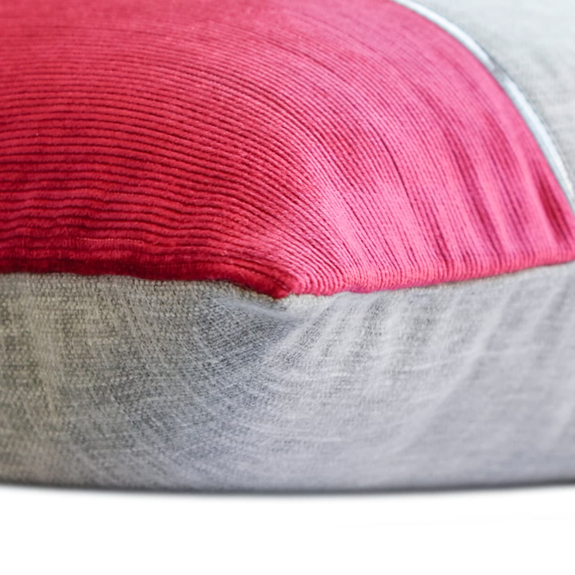Berry Bliss Red & Grey Linen Lumbar Pillow Cover - Decorative Throw Pillow Case for Sofa, Bed, Couch - Home Decor Accent for Living Room, Bedroom