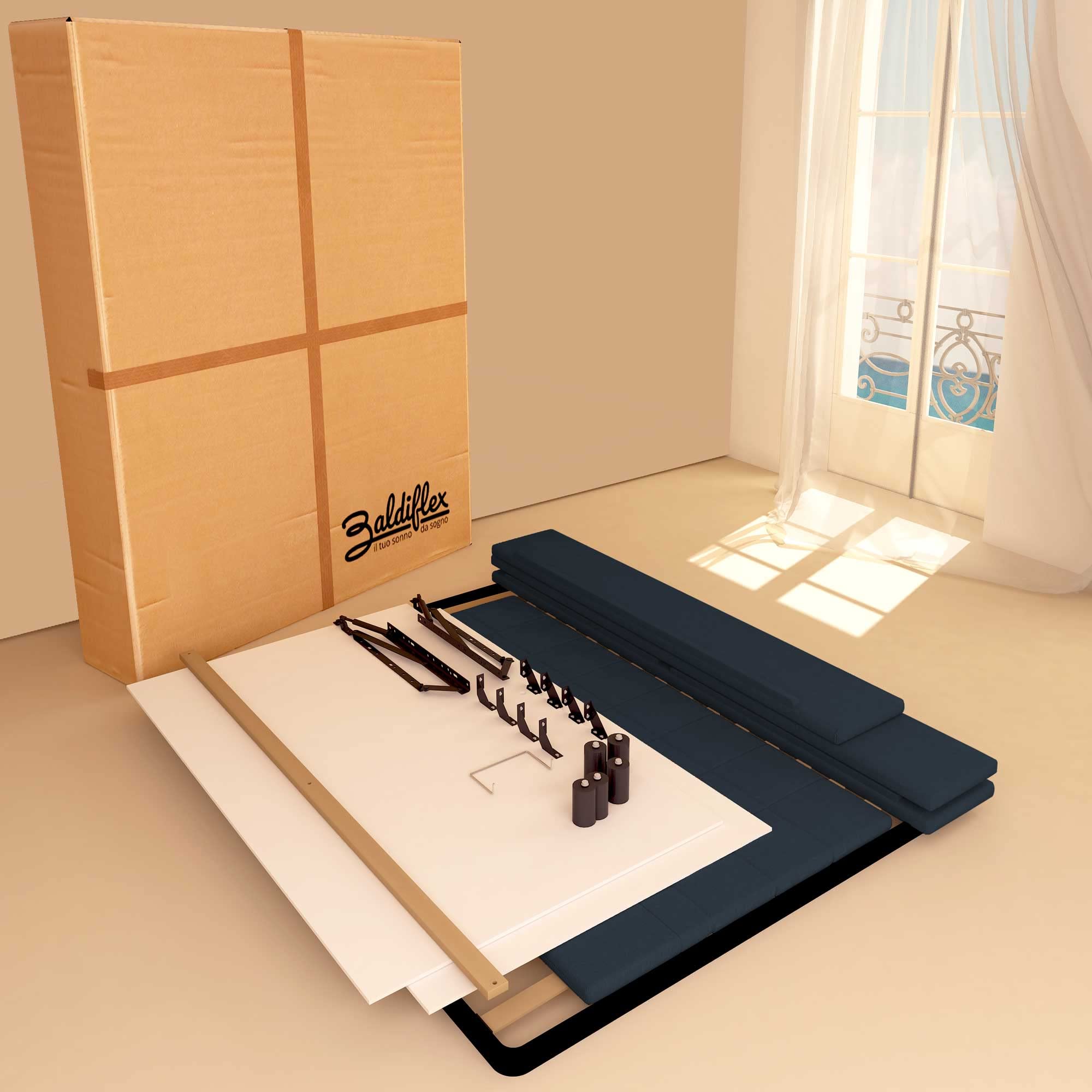 Baldiflex Single Bed with Storage, Synthetic Leather Dublin Model, Slatted Base for Single Mattress, 140 x 190 cm, Elegant Headboard, Night Blue - Perfect for Small Bedrooms, Guest Rooms & Studio Apartments
