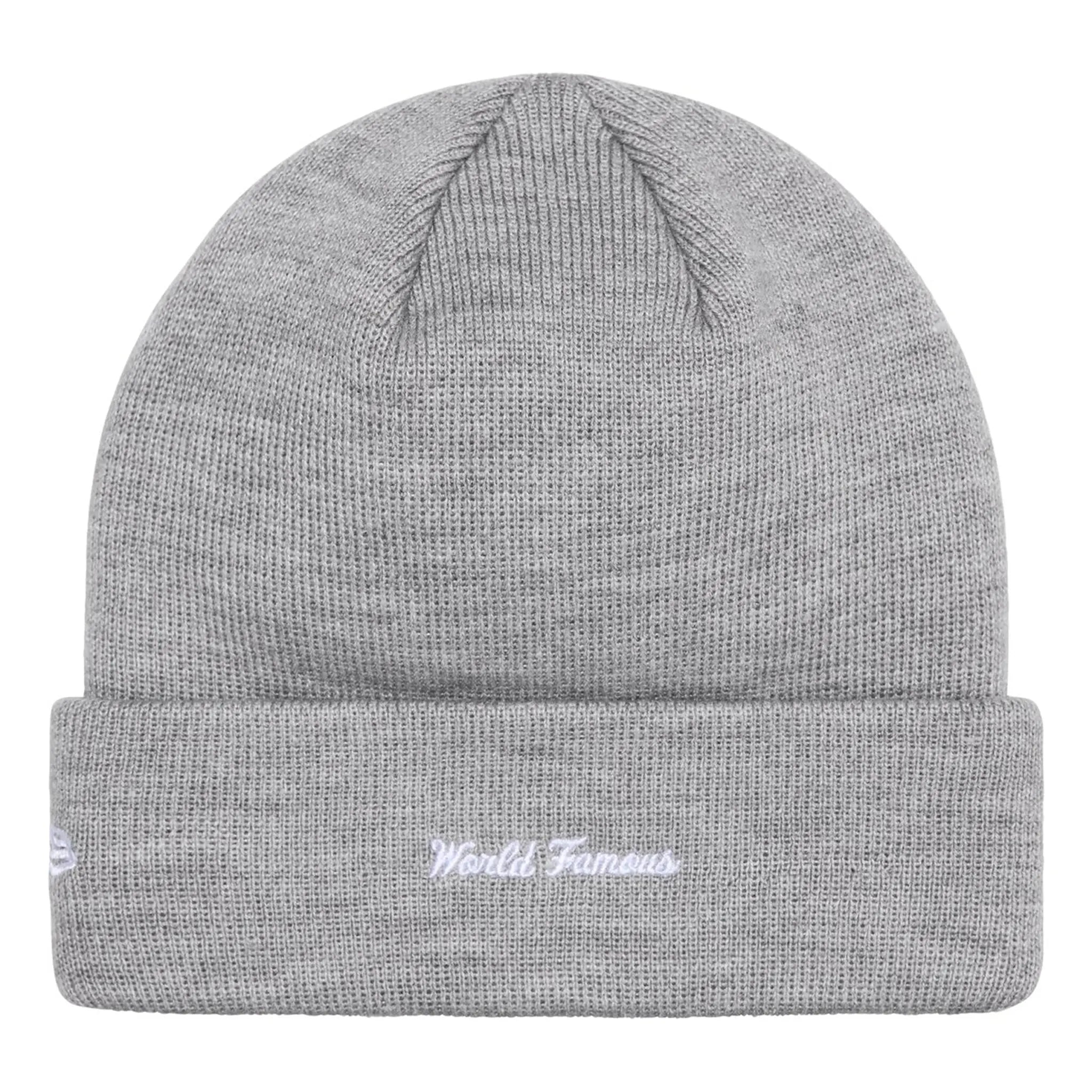 Supreme x New Era Box Logo Beanie - Heather Grey Winter Beanie Hat for Men & Women - Warm Knit Skull Cap for Cold Weather, Streetwear Fashion, and Outdoor Activities