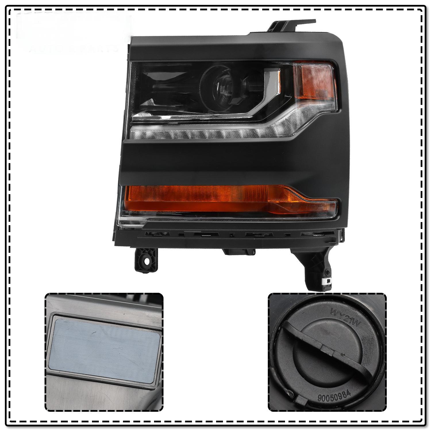 Black HID Headlight Assembly Left/Driver Side for 2016-2018 Chevy Silverado 1500 - No Bulbs/Ballast Included - LED Parking Light - GM2502451 84017968 - Perfect for Night Driving & Off-Road Adventures