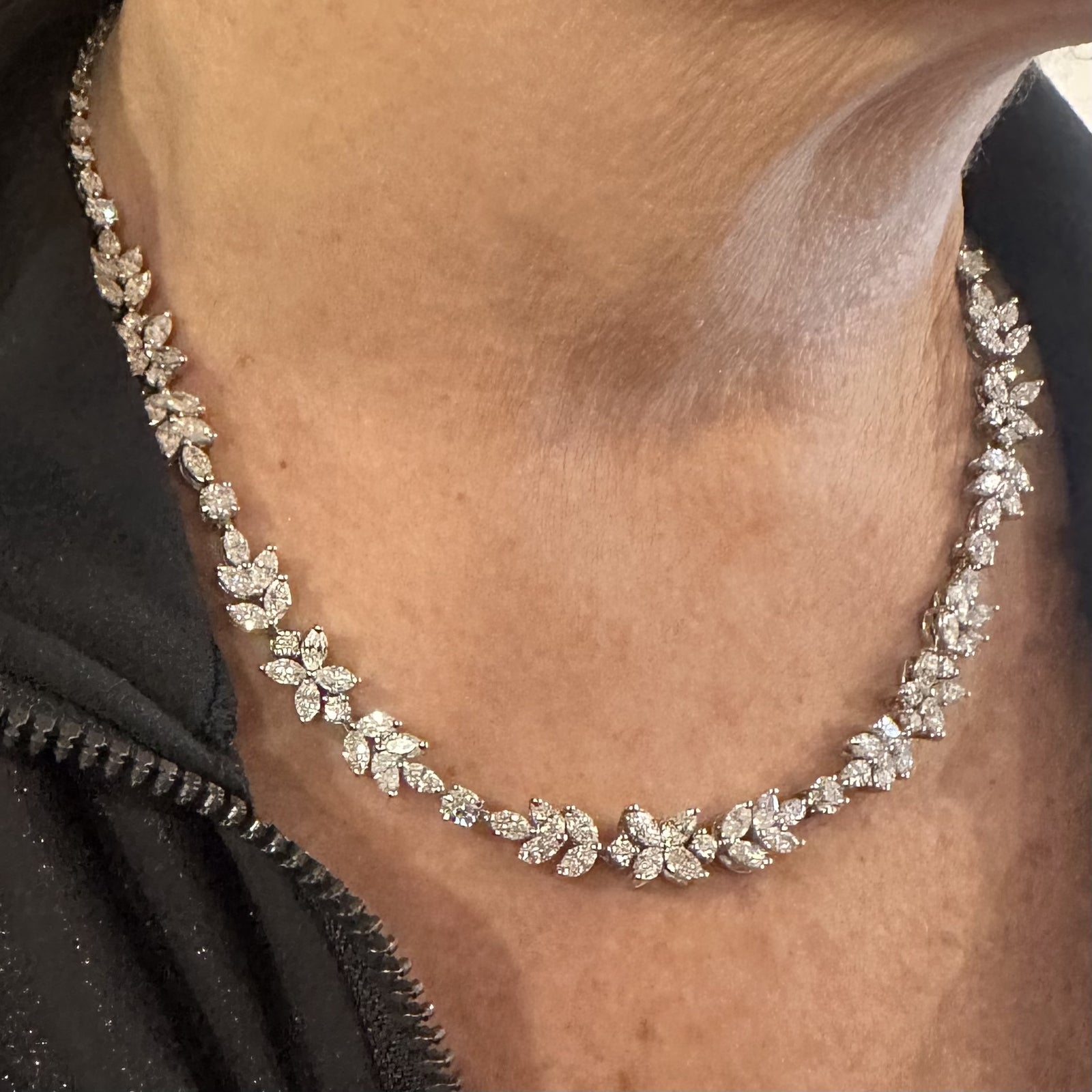 Tiffany & Co Victoria Platinum 15.92 Carat Diamond Mixed Cluster Necklace - Elegant Jewelry for Weddings, Anniversaries & Special Occasions