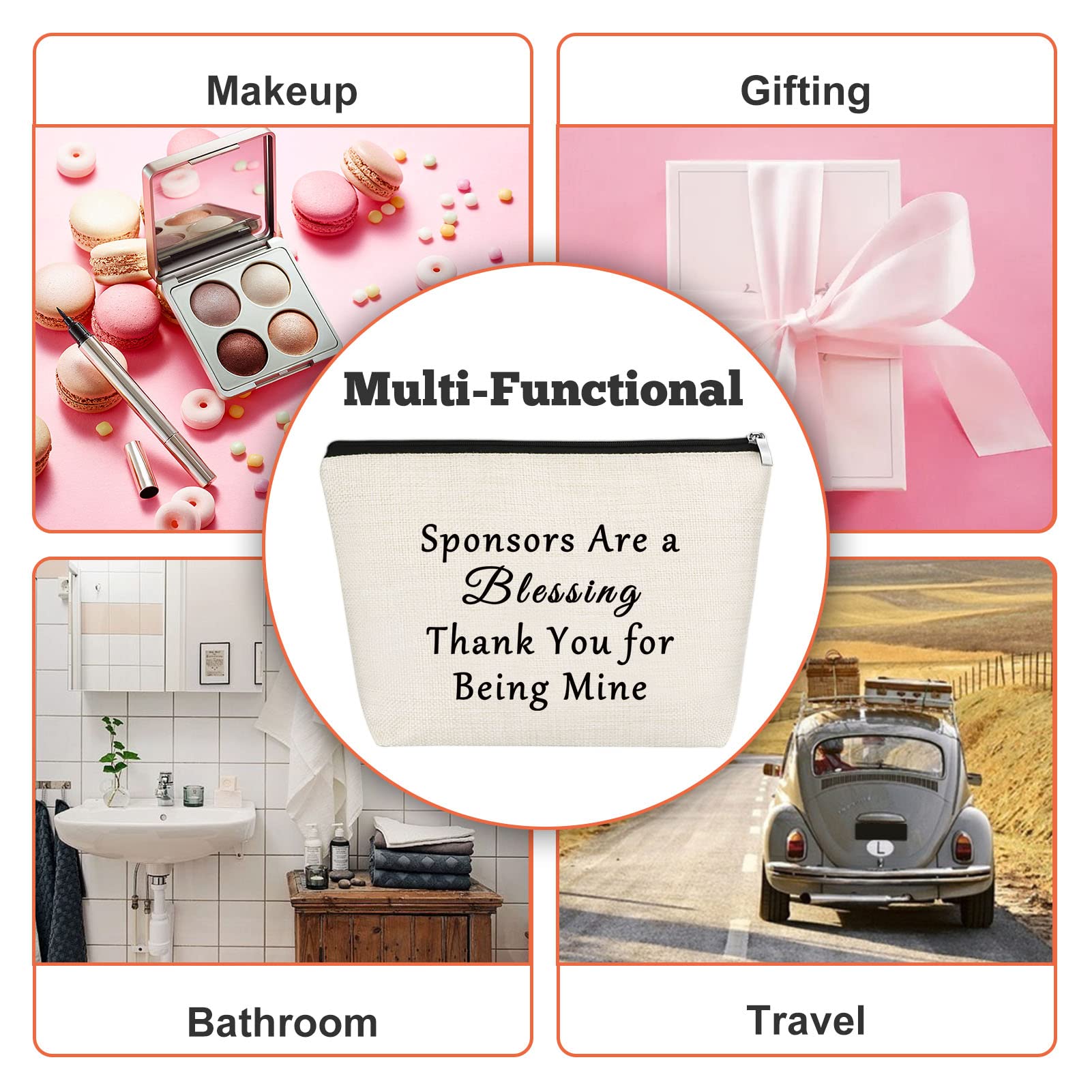 Sponsor Gift Makeup Bag - Thank You Appreciation Cosmetic Pouch for Sponsors, Leaders & Coworkers - Perfect for Travel, Christmas & Birthday Gifts