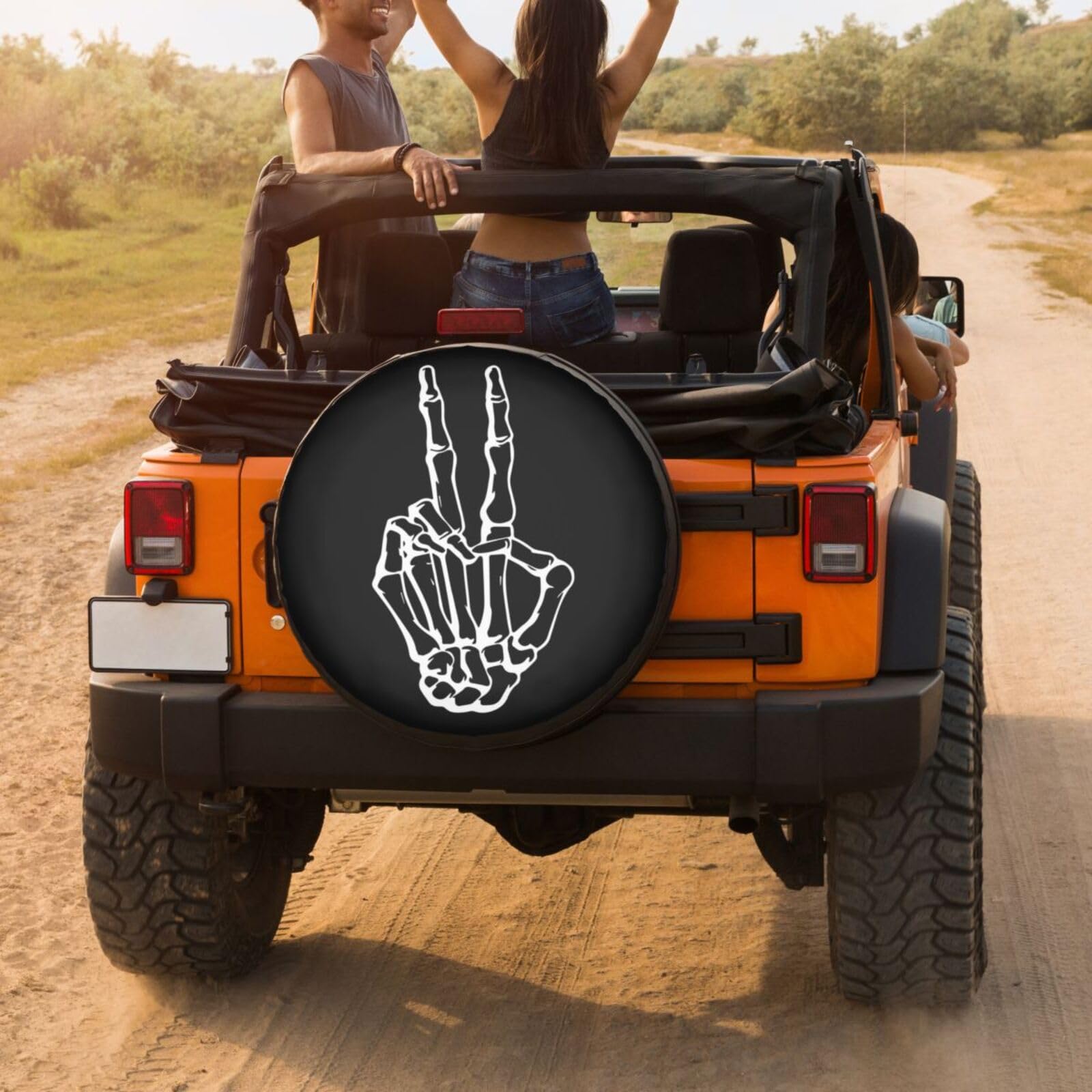 Foruidea 15 Inch Skeleton Peace Spare Tire Cover - Dust-Proof Wheel Protector for Trailers, RVs, SUVs & Vehicles | Durable Outdoor Accessory for Camping & Road Trips