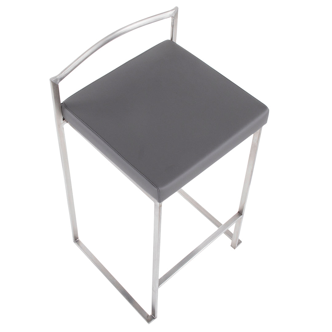 Fuji Counter Stools Set of 2 - Modern Bar Stools for Kitchen Island, Breakfast Bar & Home Decor - Adjustable Height & Comfortable Seating