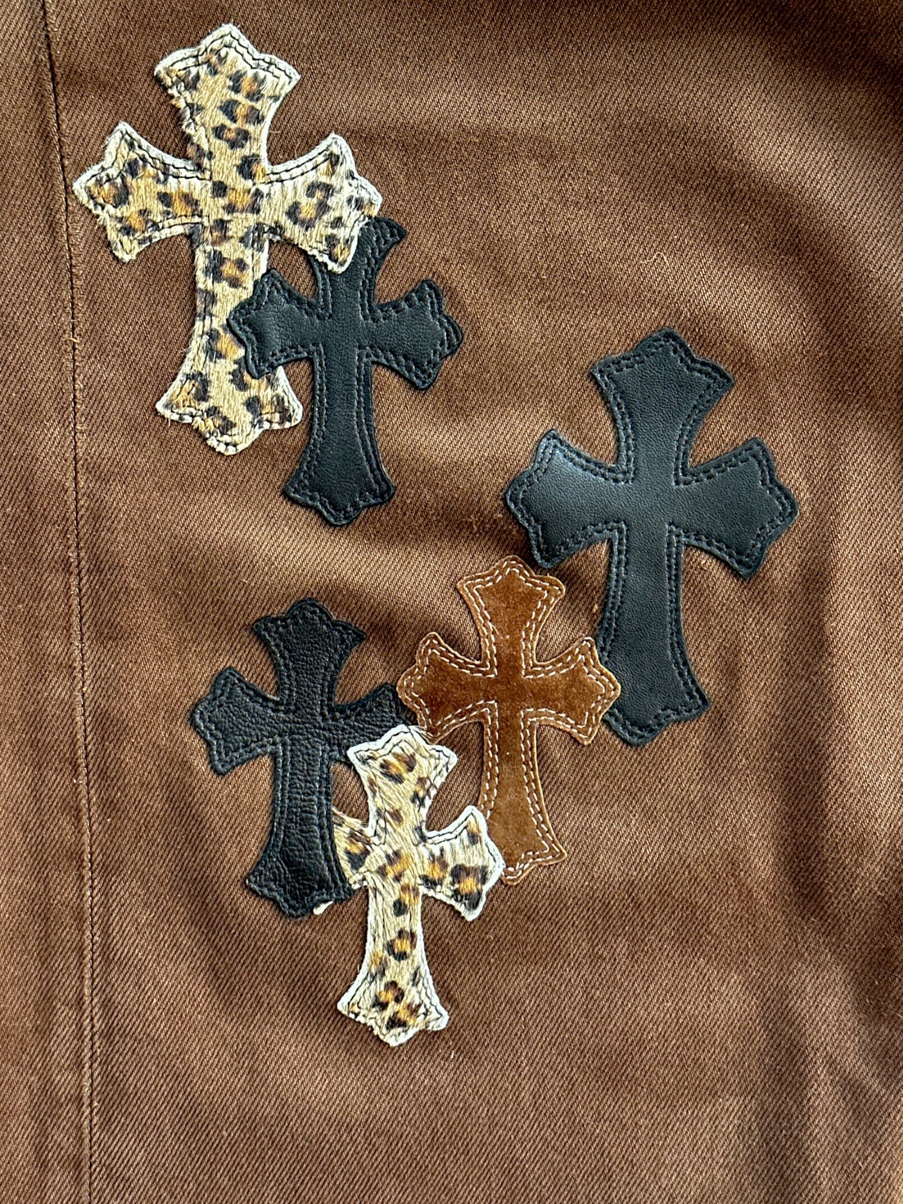 Chrome Hearts x Levi's Brown Exclusive Cross Patch Jeans for Men & Women | Limited Edition NYFW Collaboration | Perfect for Streetwear, Fashion Shows & Casual Outfits