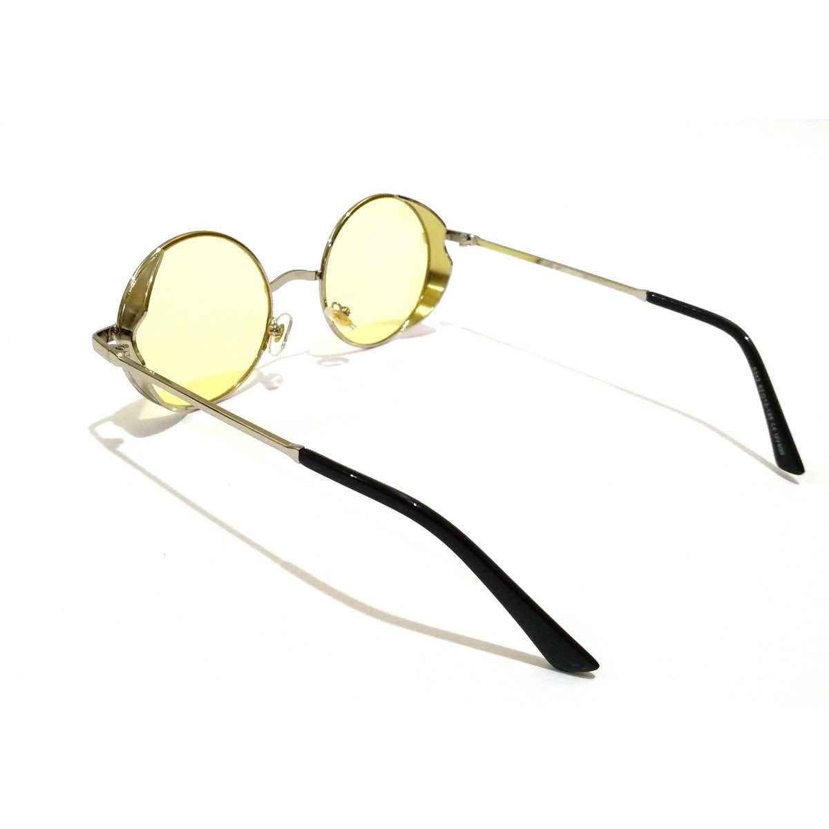 Silver Round Sunglasses with Yellow Lens - UV Protection Fashion Shades for Women & Men - Perfect for Beach, Driving, and Outdoor Activities