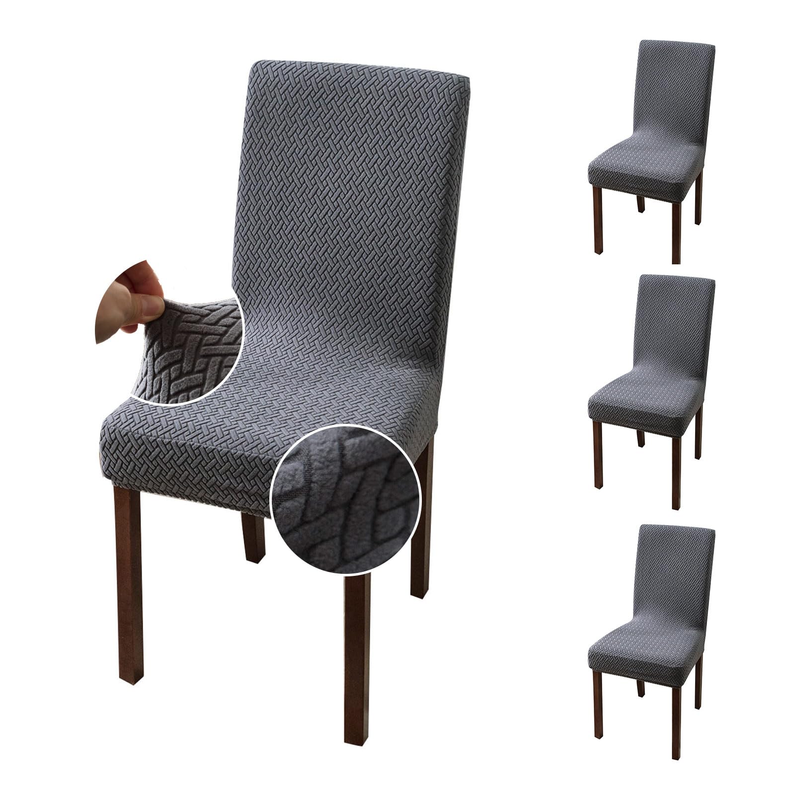 Genina Stretch Dining Chair Covers Set of 4 - Dark Gray Slipcovers for Kitchen & Parsons Chairs - Perfect for Home Decor, Dinner Parties & Protecting Furniture