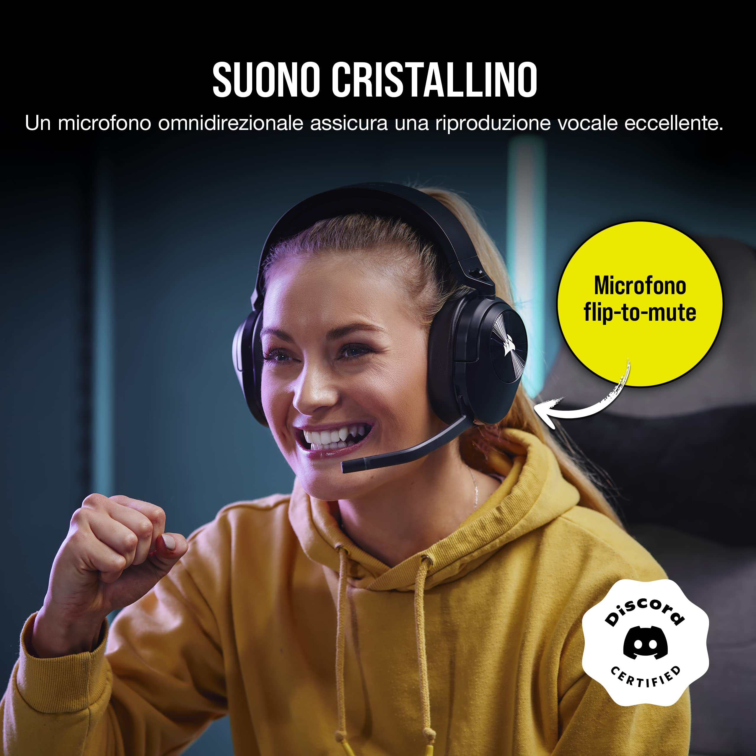 CORSAIR HS55 WIRELESS CORE Lightweight Gaming Headset - Omnidirectional Microphone - Neodymium Drivers - 50ft Wireless Range - iCUE Compatible - for PC, PS5, PS4, Nintendo Switch - Carbon Finish - Perfect for Competitive Gaming & Home Entertainment
