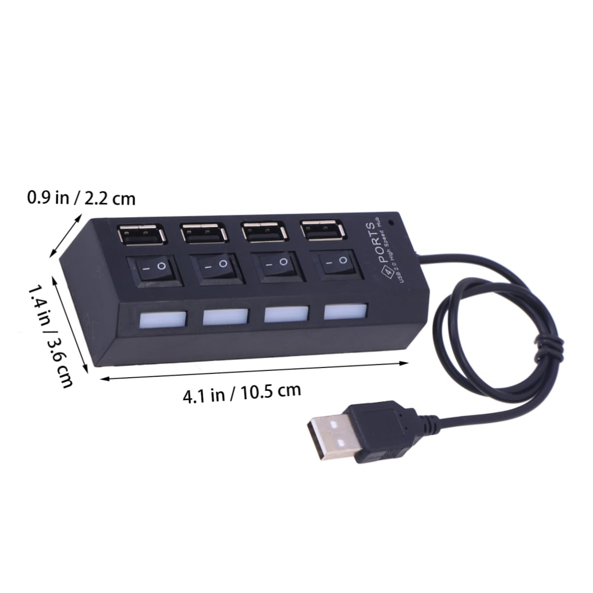 2-Pack 4-Port USB 2.0 Hub Splitter - High Speed Data Transfer Hub for Laptop, PC, Mac - Perfect for Home Office, Gaming & Charging Multiple Devices