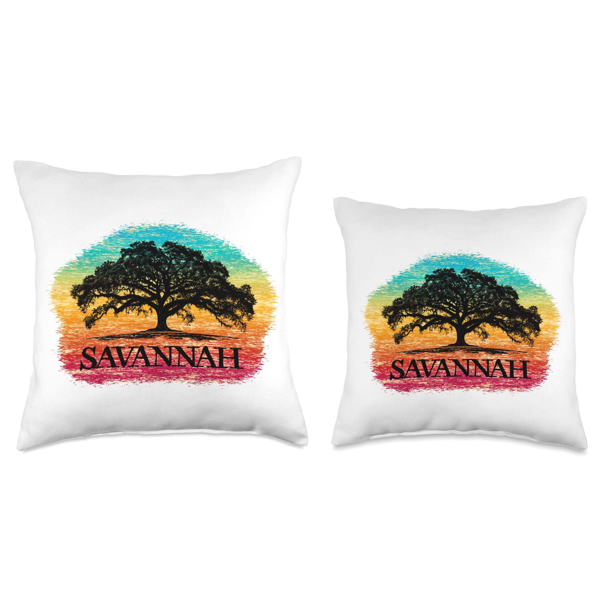 Savannah Georgia Live Oak Tree Throw Pillow - Decorative Southern Home Accent for Sofa, Bed & Porch