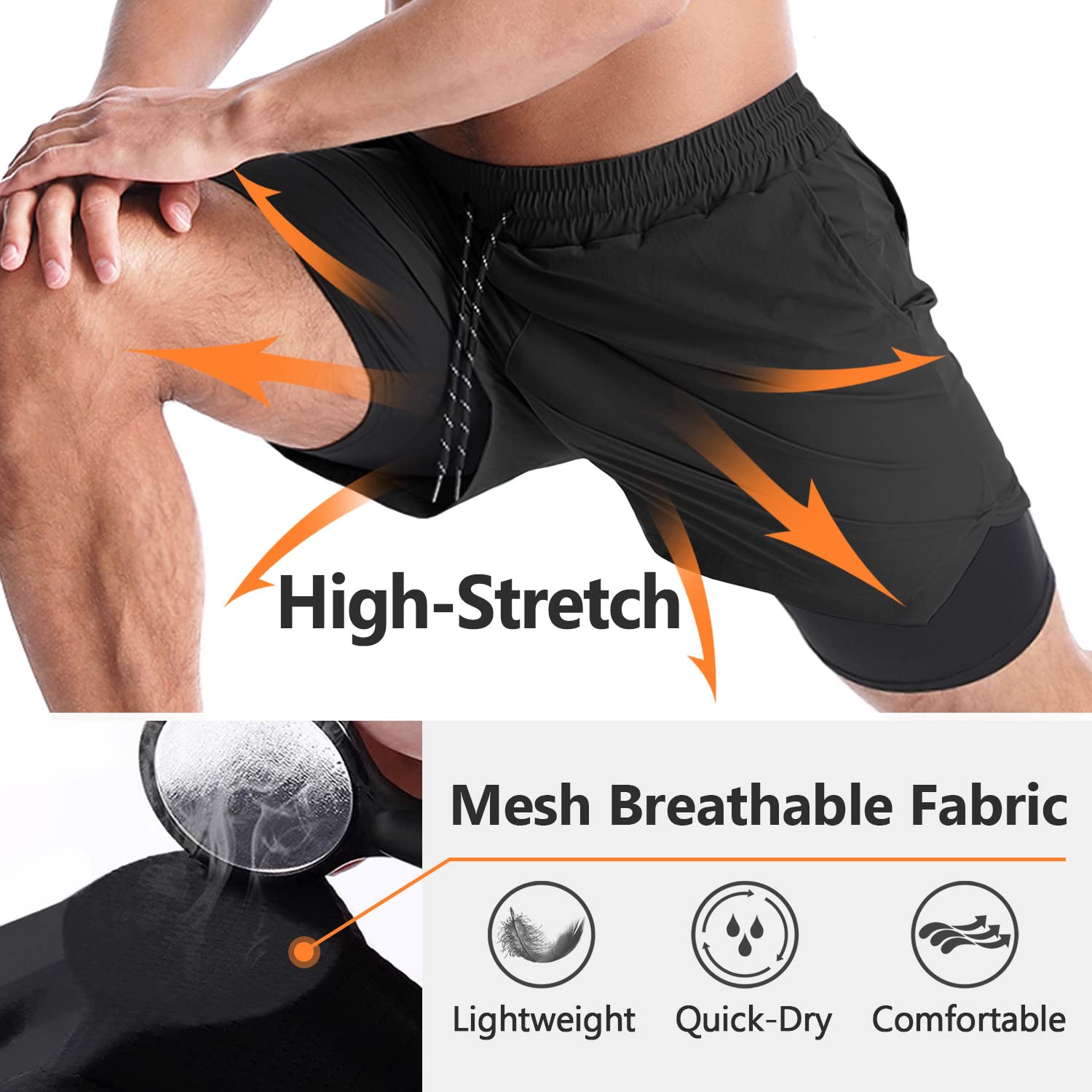 Aolesy Men's 2-in-1 Running Shorts with Pockets - 5