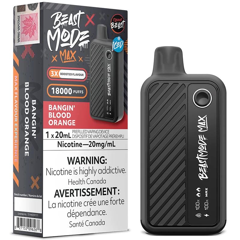 Bangin' Blood Orange Beast Mode Max Disposable Vape Pen - 5000 Puffs | Flavour Beast | Refreshing Citrus Flavor for All-Day Vaping | Perfect for Workouts, Travel & Social Events