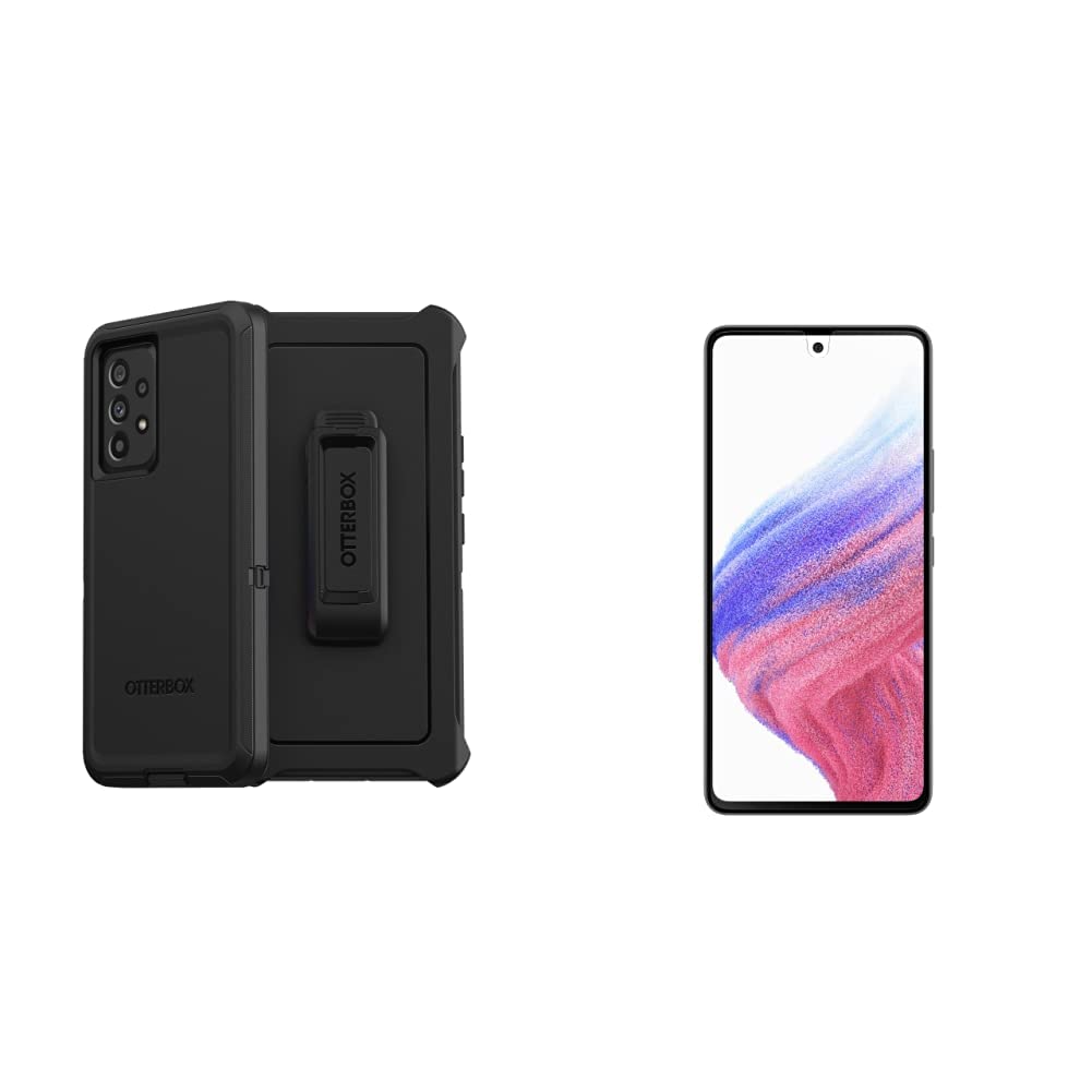 OtterBox Defender Series Case & Alpha Glass Screen Protector for Samsung Galaxy A53 5G - Black & Clear - Heavy Duty Protection for Work, Travel & Outdoor Activities
