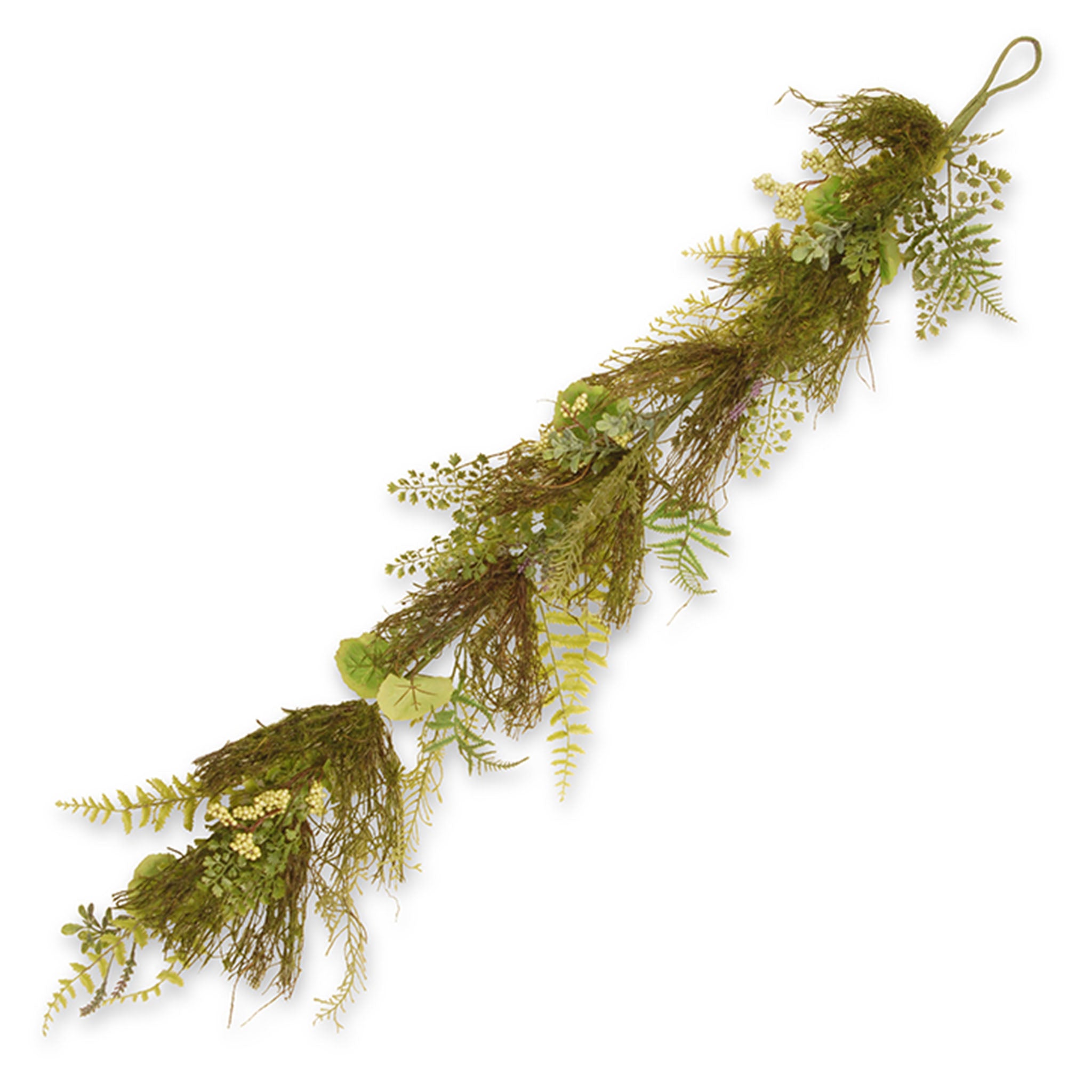 45 Inch Artificial Spring Garland with Fern Leaves, Lavender & Leafy Greens - Perfect for Home Decor, Wedding Centerpieces & Seasonal Wreaths