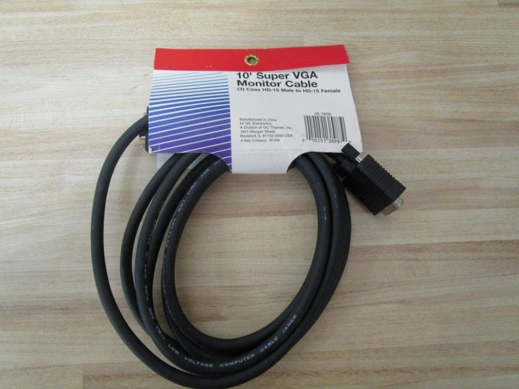 10FT Black VGA Monitor Cable for PC & TV Video Connection