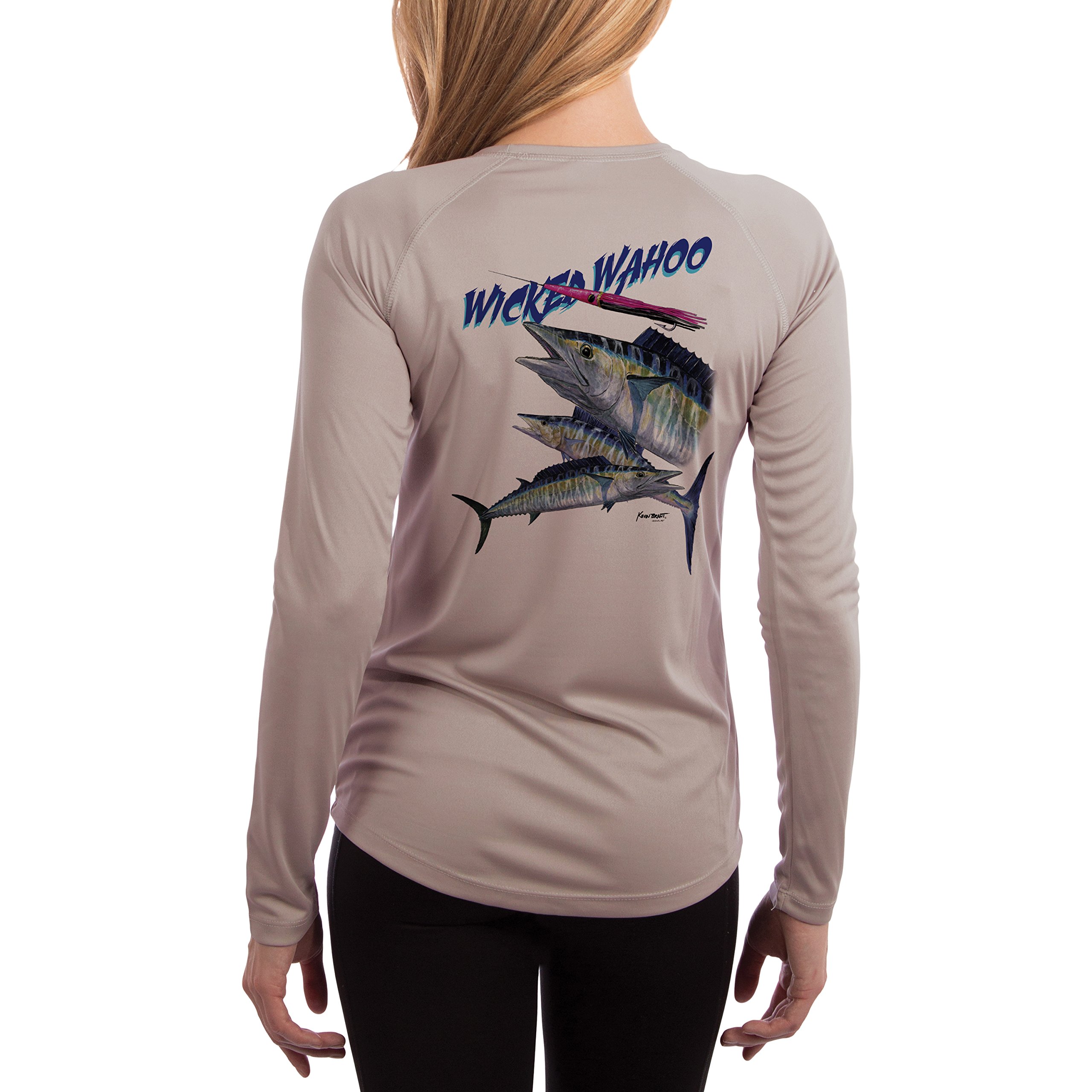 Wicked Wahoo Women's UPF 50+ Sun Protection Fishing Shirt - Long Sleeve Rash Guard for Surfing, Kayaking, Boating & Outdoor Activities