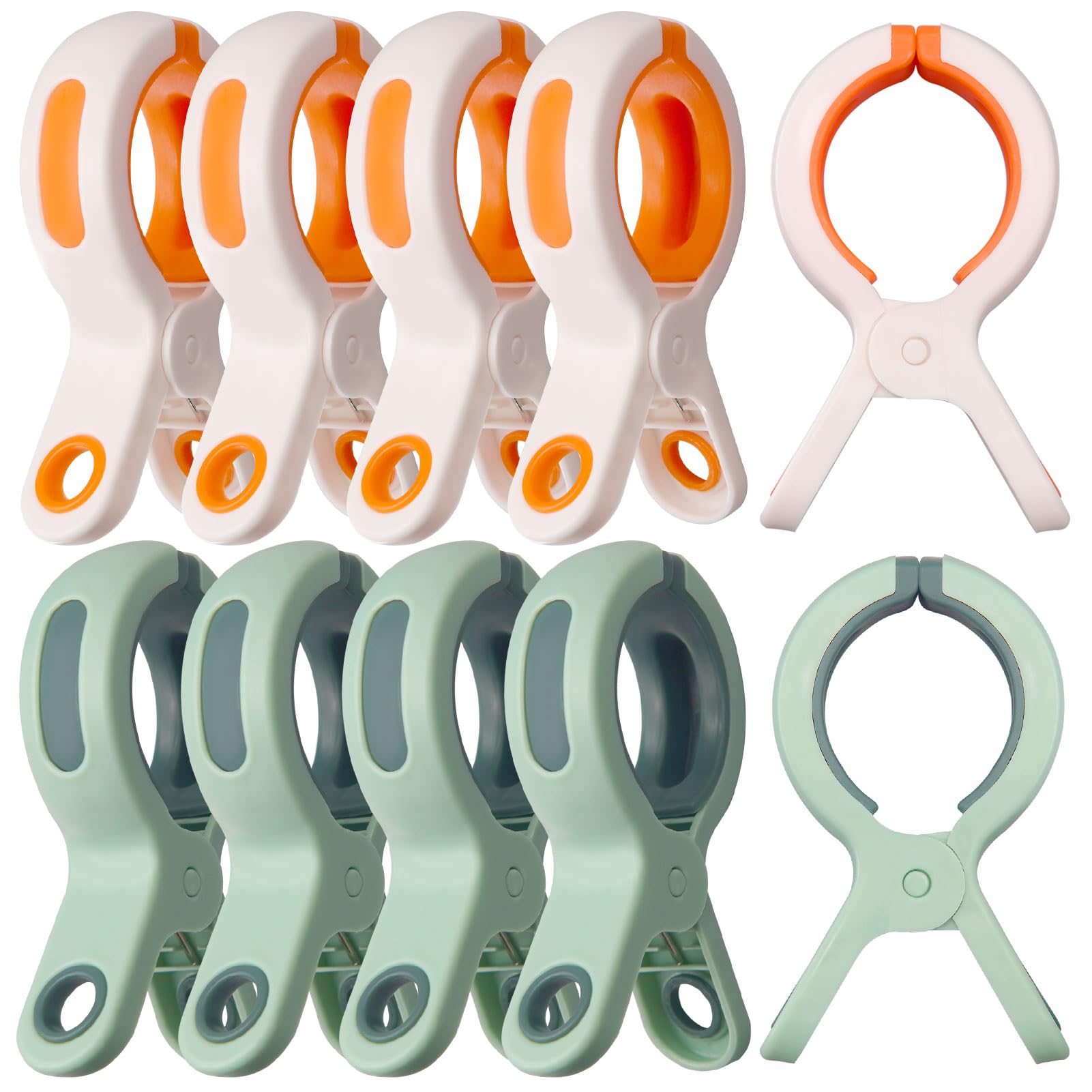10 Pack Strong Beach Towel Clips for Chairs - Large Windproof Clothes Pins for Pool, Cruise & Outdoor Use - Keep Towels Secure on Beach Chairs - Essential Travel Accessories (White+Green) - Perfect for Beach Vacations, Poolside Lounging & Cruise Trips