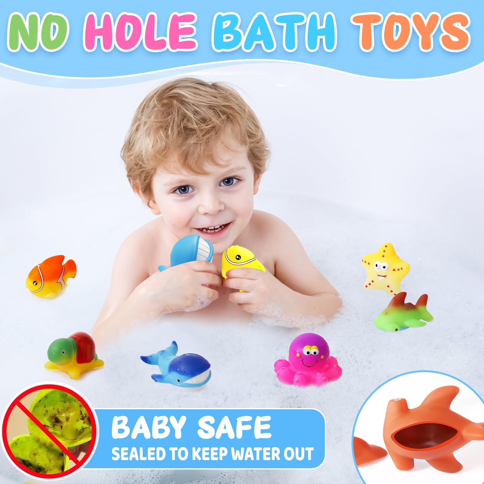 Color Changing Bath Toys for Kids 1-8 - Sea Creatures with Drying Bag - Perfect for Pool, Beach & Easter Gifts