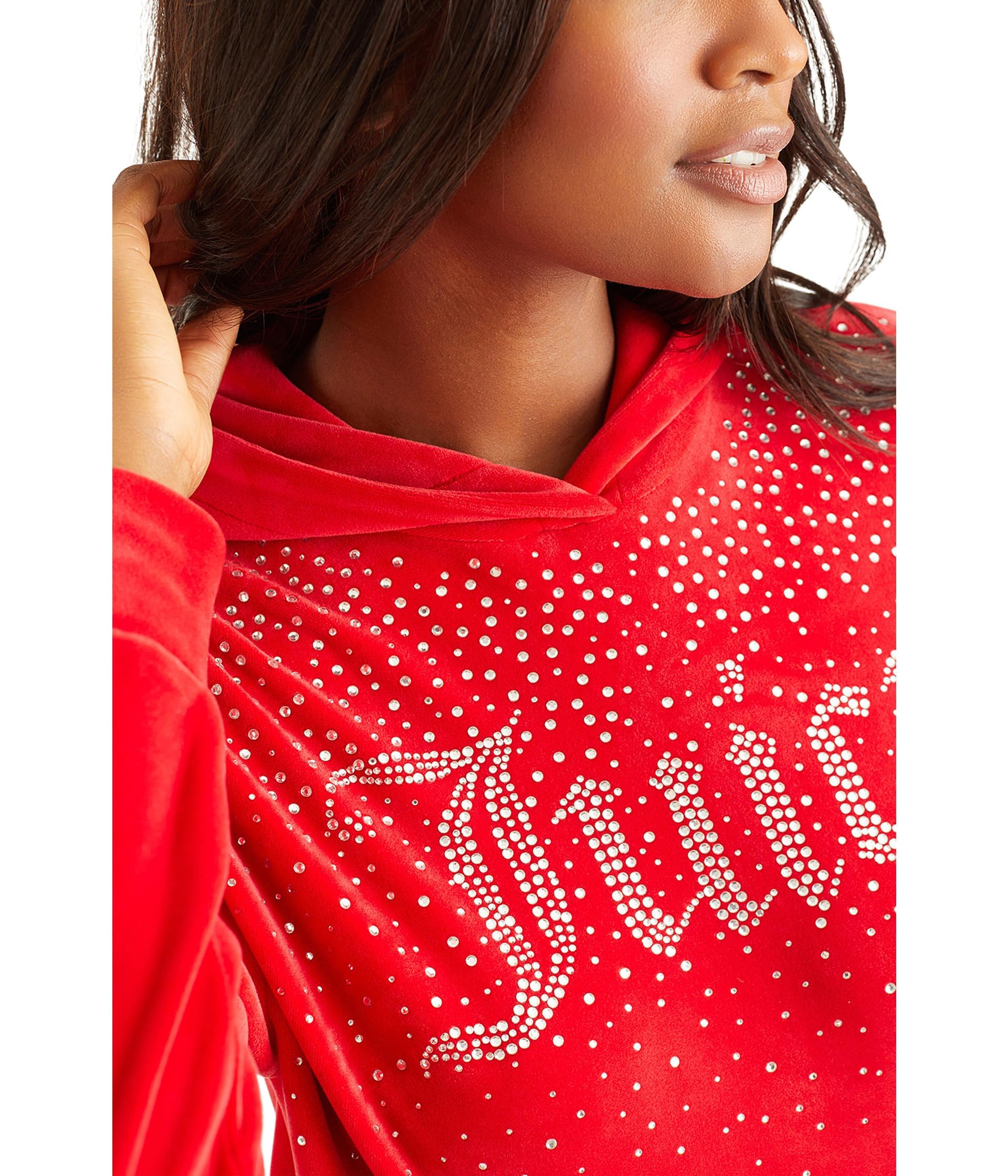 Juicy Couture Ombre Long Drop Shoulder Hoodie with Bling - Stylish Women's Casual Sweatshirt for Everyday Wear, Gym & Street Fashion