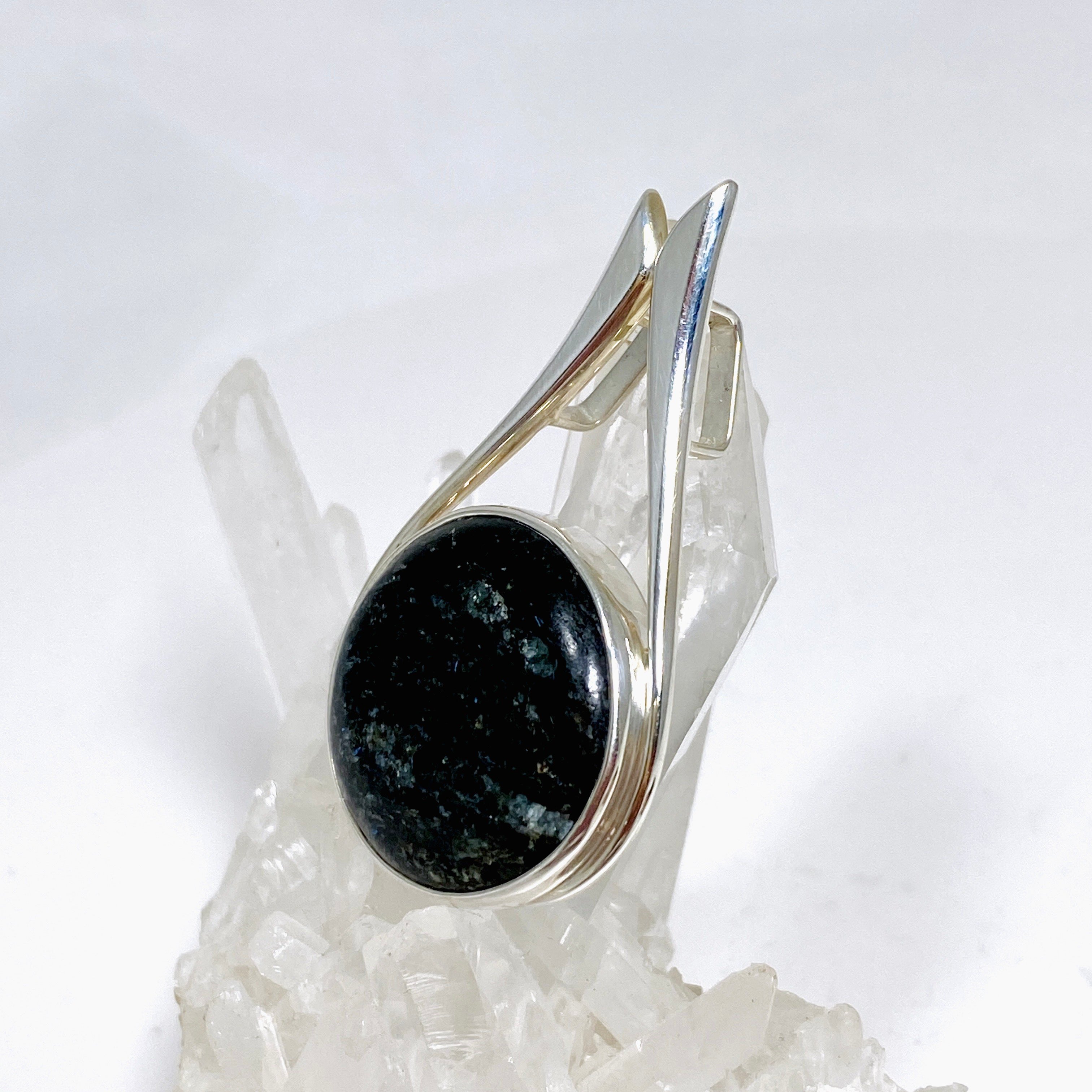 Nuummite Round Cabochon Pendant BTP 67 - Natural Gemstone Jewelry for Women, Healing Crystal Necklace - Perfect for Meditation, Spiritual Gifts & Boho Fashion