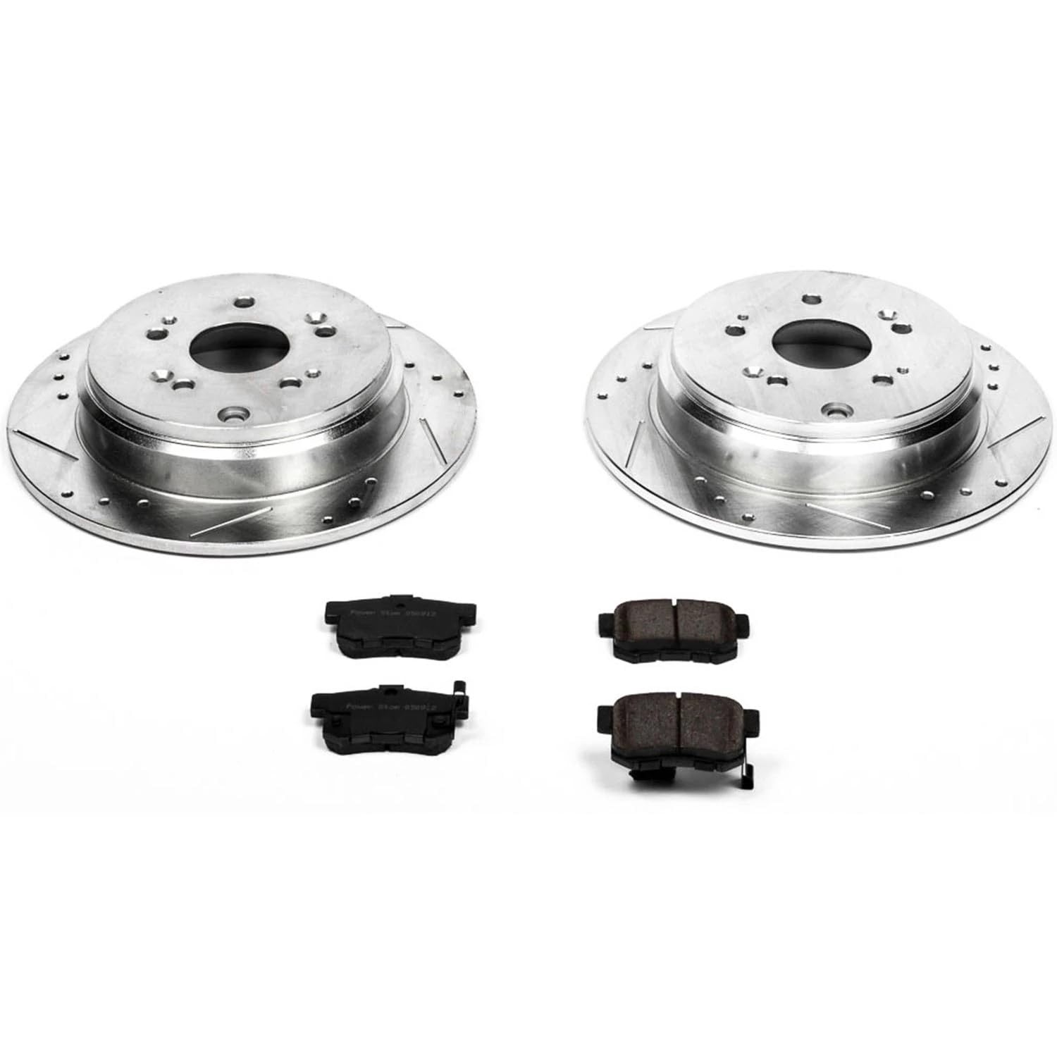 Power Stop K3098 Z23 Carbon Fiber Brake Pads & Drilled Slotted Rotors Kit for 2007-2012 Acura RDX - High Performance Braking for Daily Driving & Mountain Roads