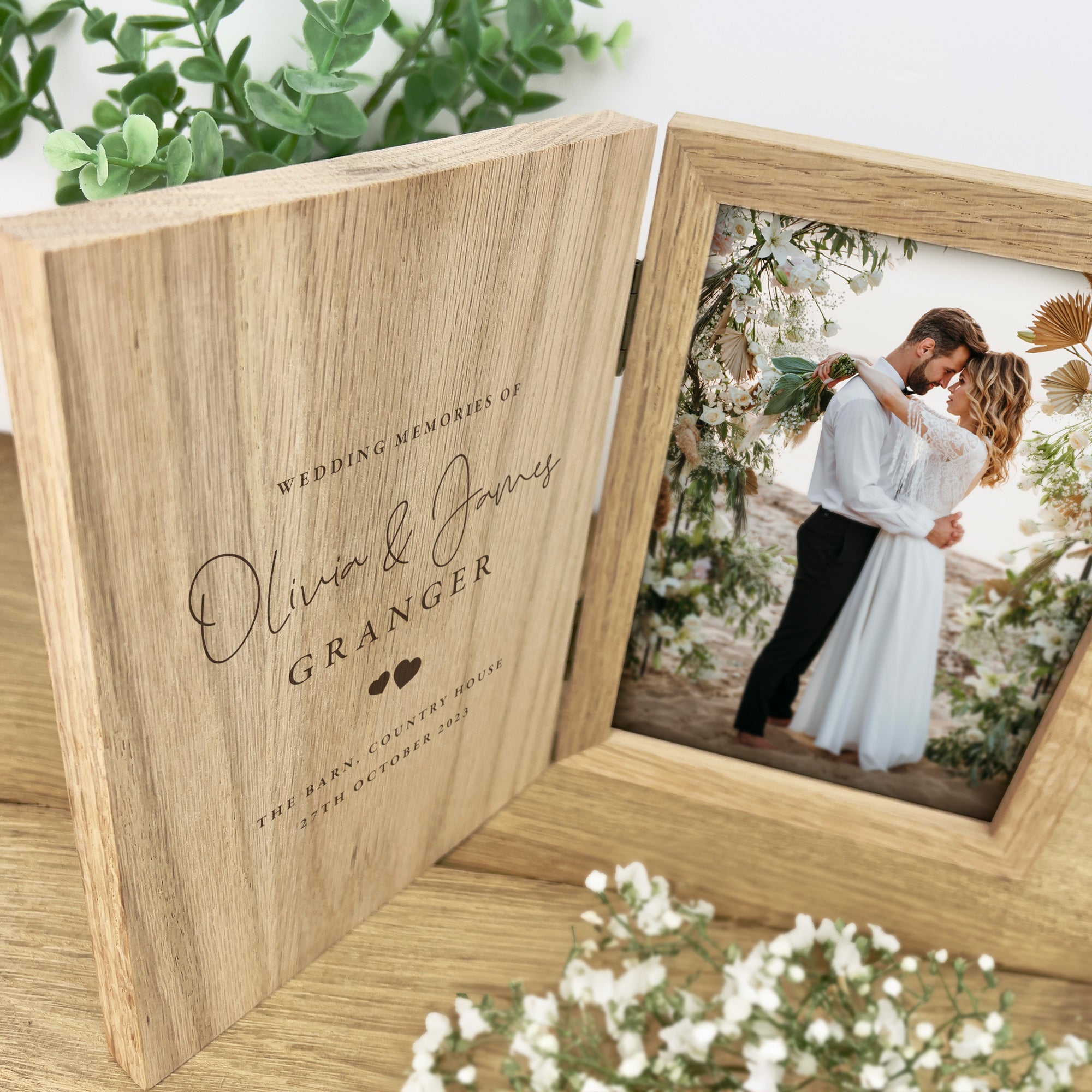 Personalized Wedding Script Text Book Photo Frame - Custom Keepsake for Wedding Vows, Anniversary Gifts & Home Decor - Perfect for Displaying Love Letters, Wedding Vows or Special Memories in Living Room, Bedroom or Office