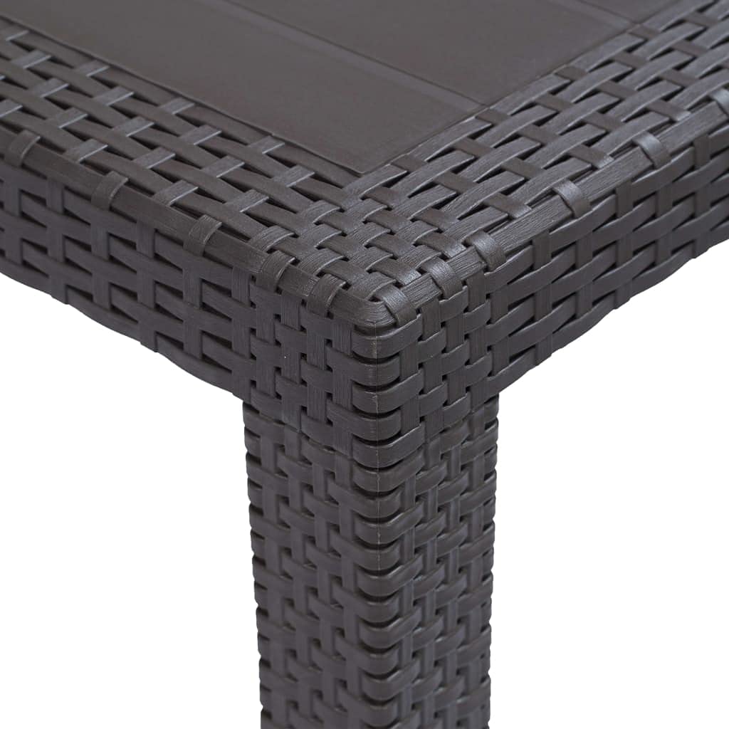 Weather-Resistant Brown Plastic Rattan-Look Outdoor Dining Table 59