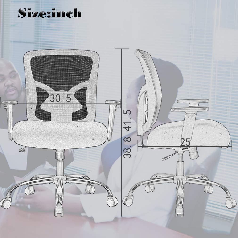 Big and Tall 400LBS Office Chair - Heavy Duty Ergonomic Mesh Computer Chair with Lumbar Support, Wide Seat & Adjustable Arms - High Back Executive Desk Chair for Home Office, Rolling Swivel Task Chair (Black) - Perfect for Long Work Hours & Gaming Sessions