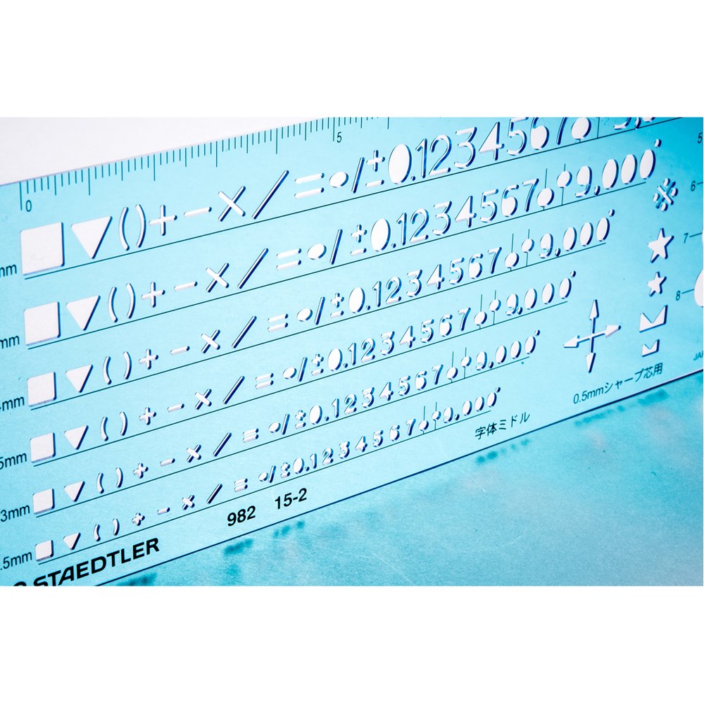STAEDTLER 982 15-2 Template Number Ruler 0.5mm for Mechanical Pencils - Precision Drafting Tool for Architects & Engineers - Perfect for Technical Drawings and School Projects