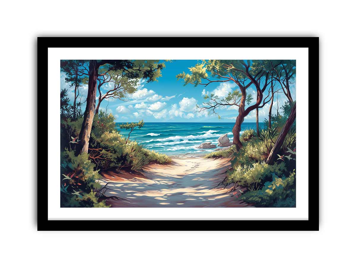 Beach Path Framed Print - Coastal Wall Art Decor for Living Room, Bedroom & Office - Perfect for Beach House, Vacation Home & Seaside Decor