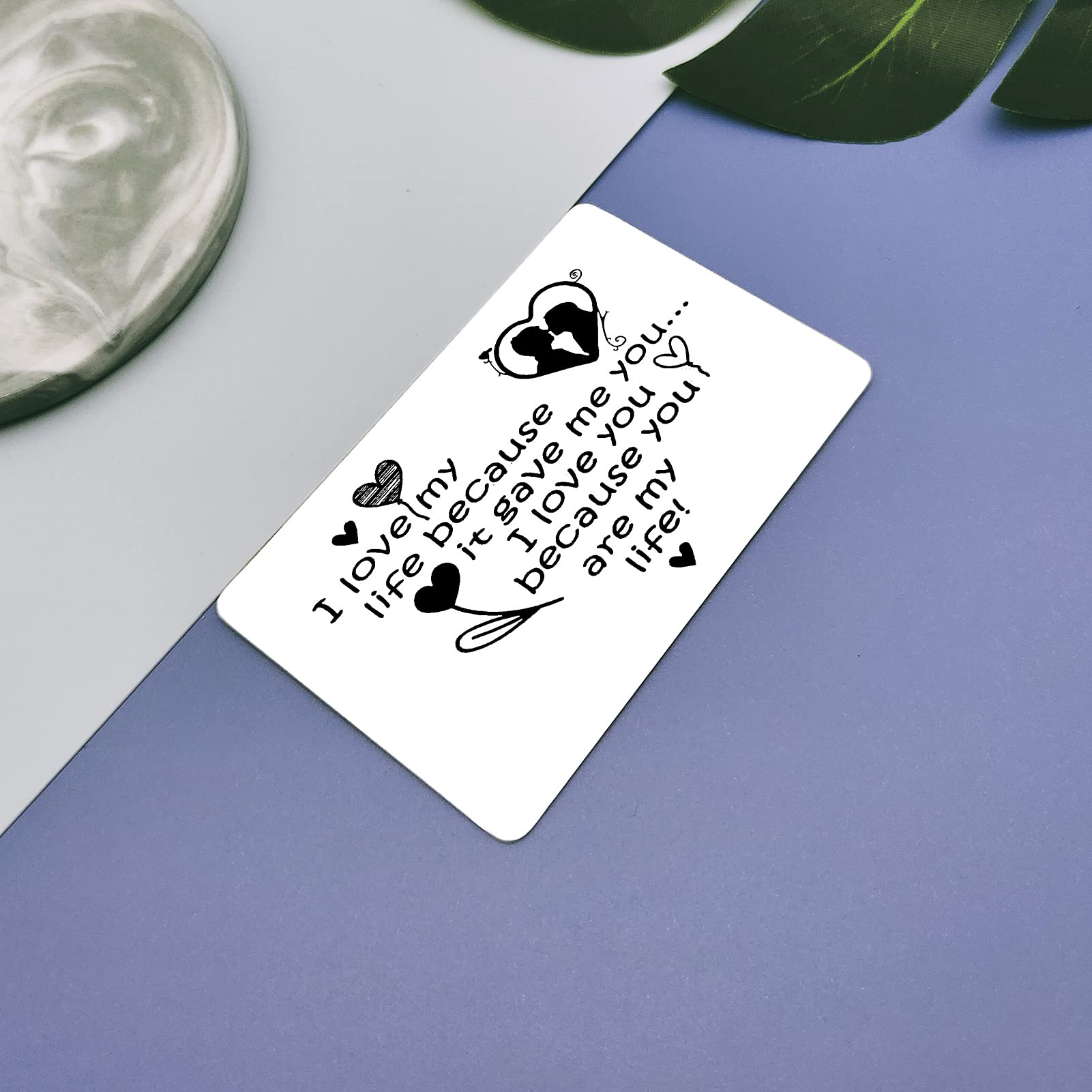 Personalized Engraved Metal Wallet Card - Romantic Anniversary & Valentine's Gift for Couples, Husband, Wife - Perfect for Wedding, Birthday, Deployment (Ideal for Keeping in Wallet as a Thoughtful Surprise)