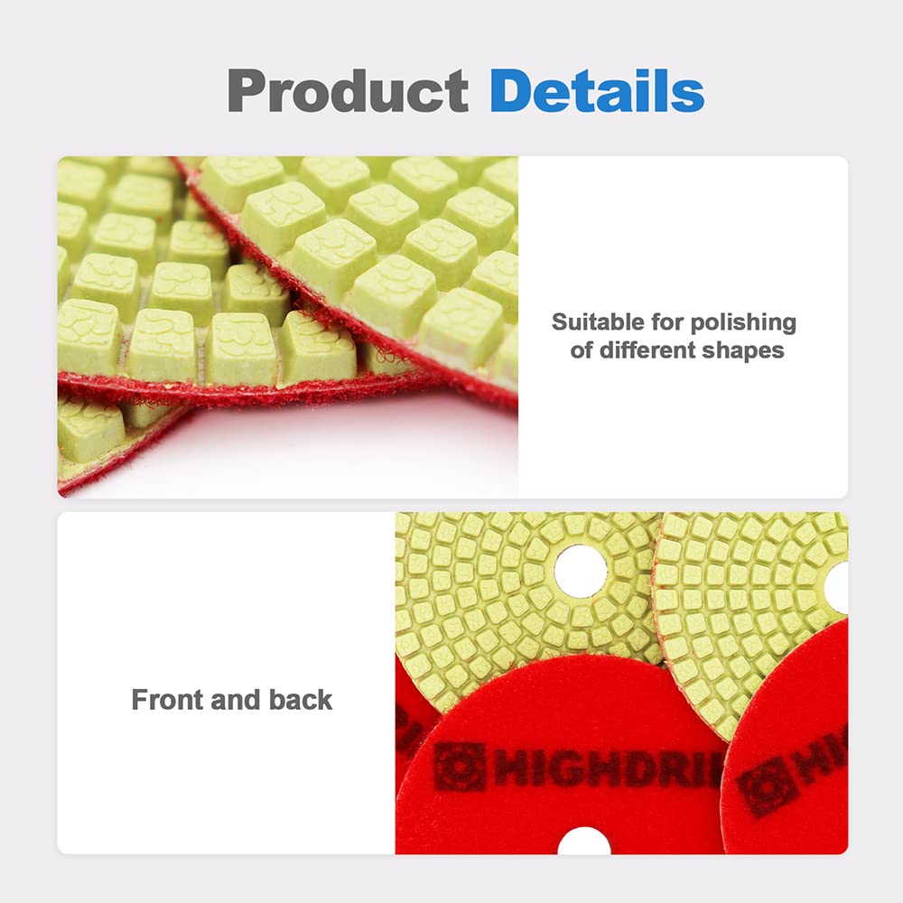 Wet Diamond Polishing Pads 6-Piece Set (4 Inch, #400 Grit) for Granite, Marble, Ceramic & Artificial Stone - Perfect for Grinders & Polishers | Ideal for Countertop, Floor & Tile Polishing