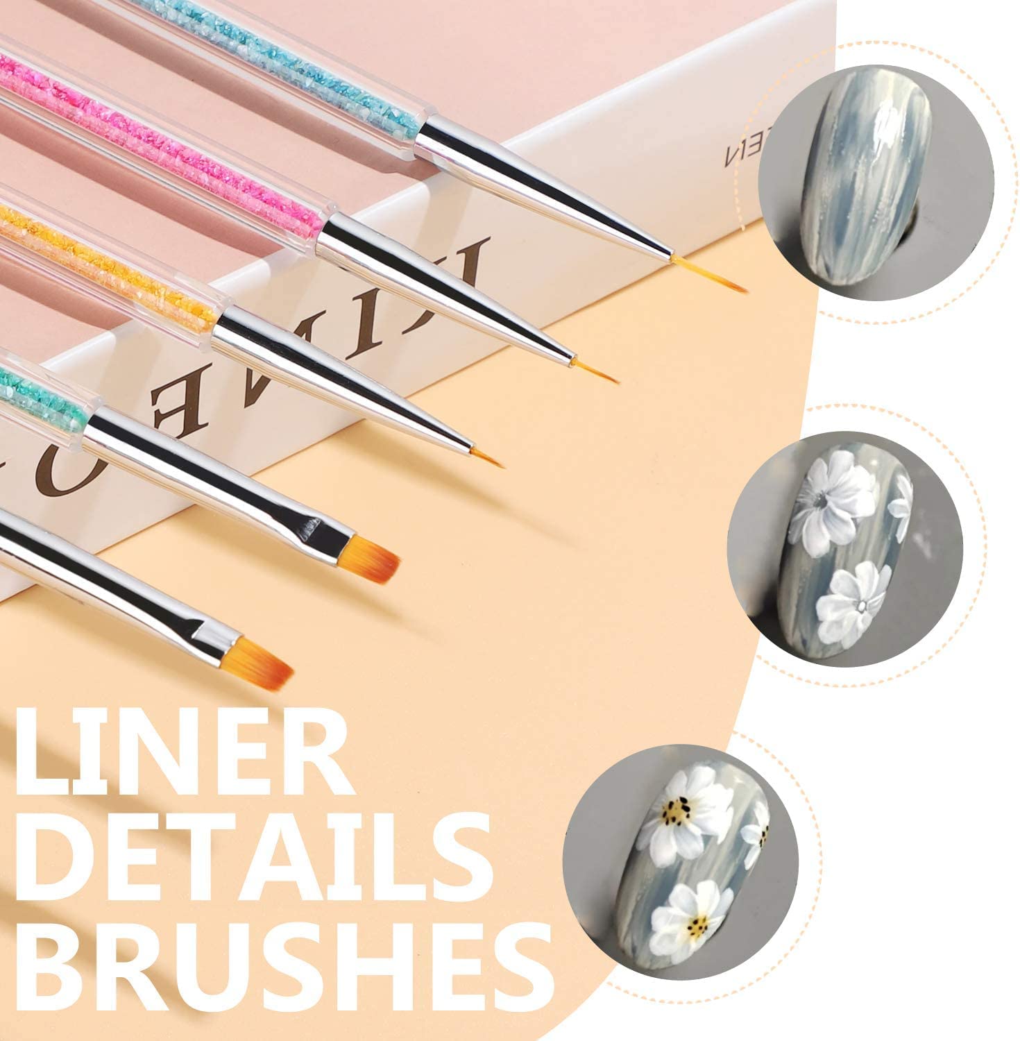 D.B.Z.® 5-Piece Double-Ended Nail Art Brush Set - Professional Nail Liner Brush & Dotting Pens for UV Gel Polish - Perfect for Home Salon & DIY Nail Designs (Manicure, Pedicure, Acrylic & Gel Nail Art)