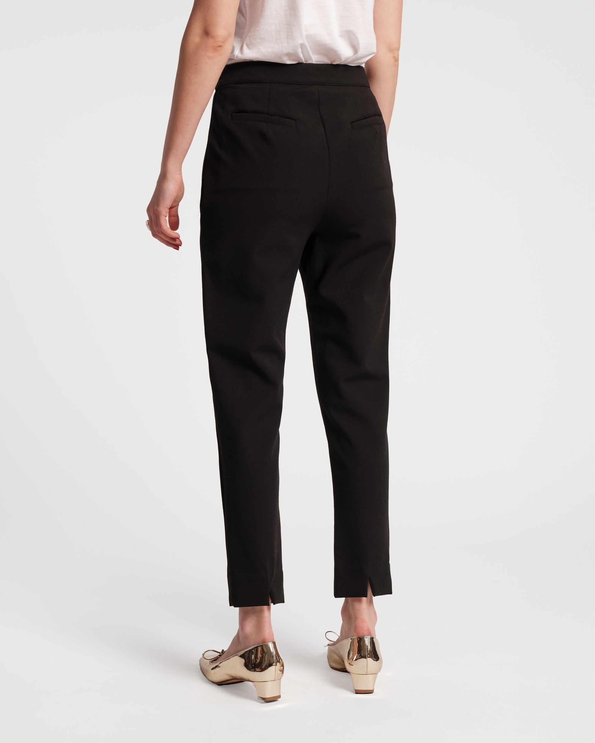Lucy Japanese Cigarette Pants for Women - Stretchy Slim Fit Black High Waist Trousers | Comfortable Office Work & Casual Outfits