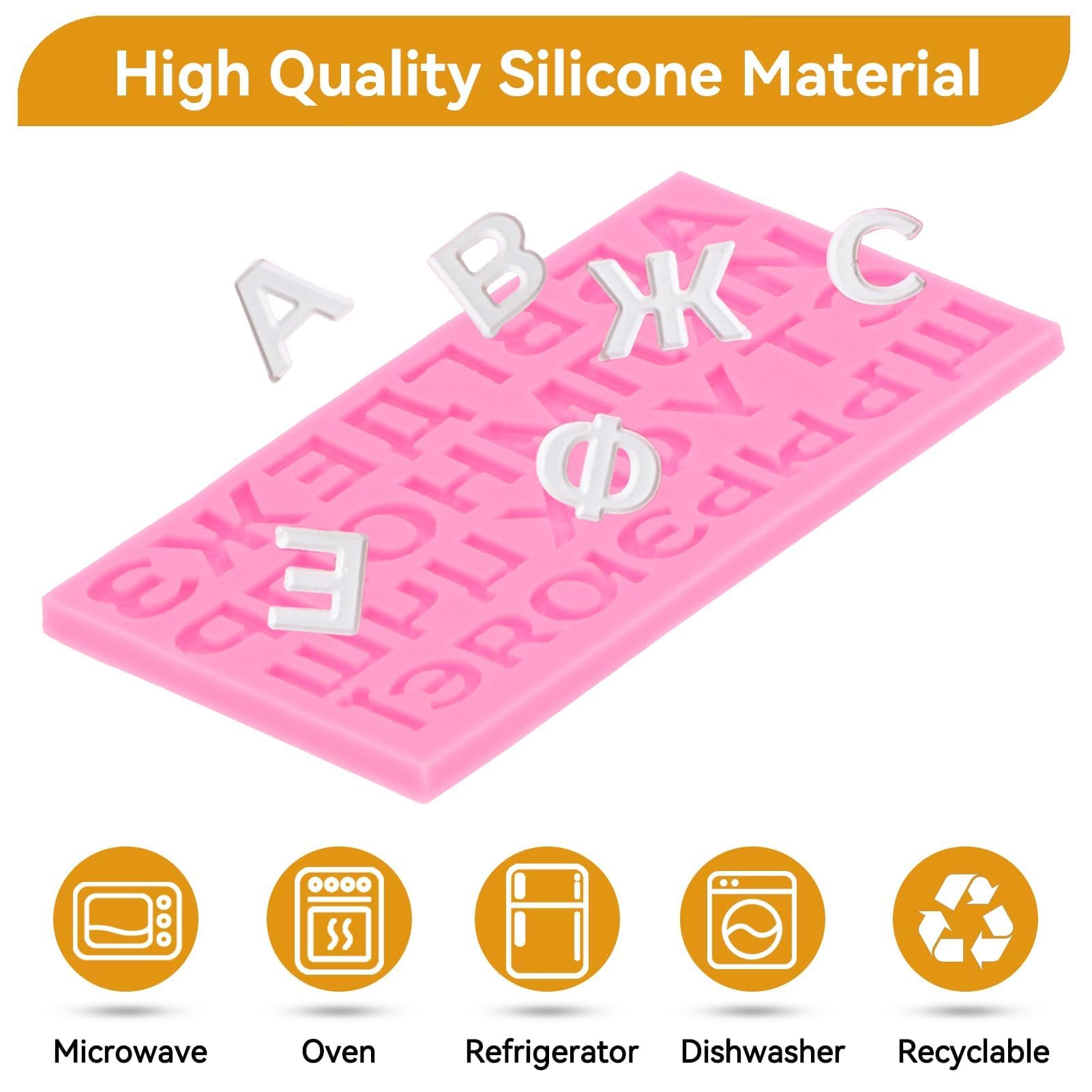 Russian Alphabet Silicone Molds - Letter Molds for Candy, Fondant, Chocolate & Cake Decorating - DIY Baking & Craft Supplies (Pink) - Perfect for Birthday Parties, Wedding Cakes & Holiday Treats