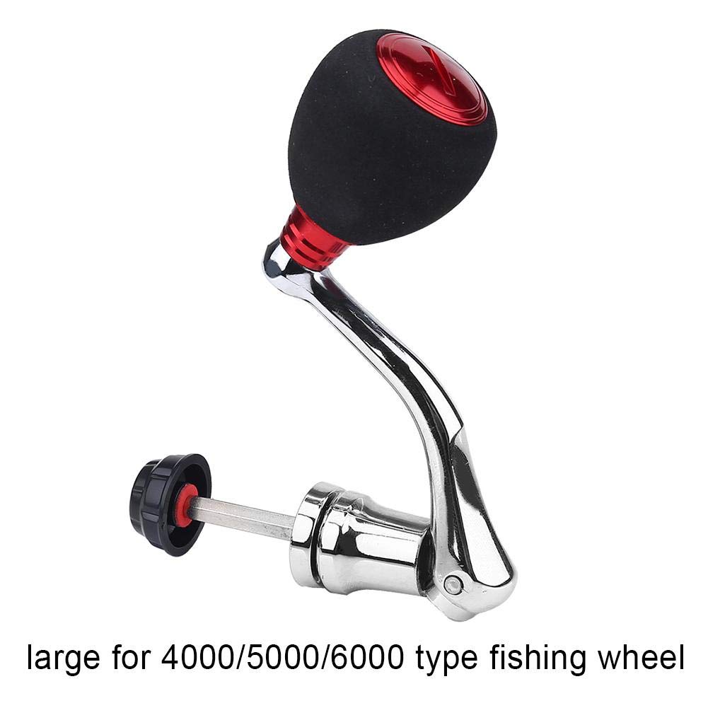 **Metal Fishing Reel Power Handle Replacement – Compatible with 4000, 5000, 6000 Series (Left/Right, Red) – Durable Rocker Arm Grip for Enhanced Fishing Performance – Perfect for Saltwater, Freshwater, and Surf Fishing**