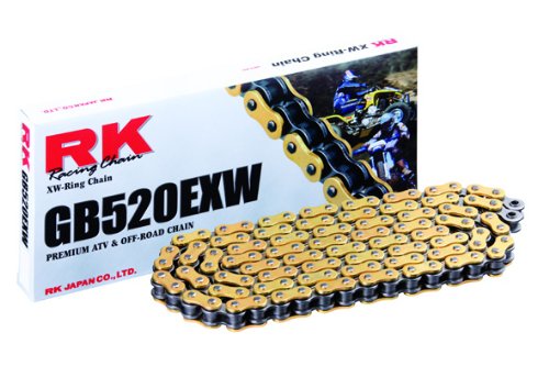 RK Racing Chain GB520EXW-104 104-Links Gold XW-Ring Chain with Connecting Link - High-Performance Motorcycle Chain for Dirt Bikes, ATVs & Off-Road Vehicles - Durable & Smooth Ride