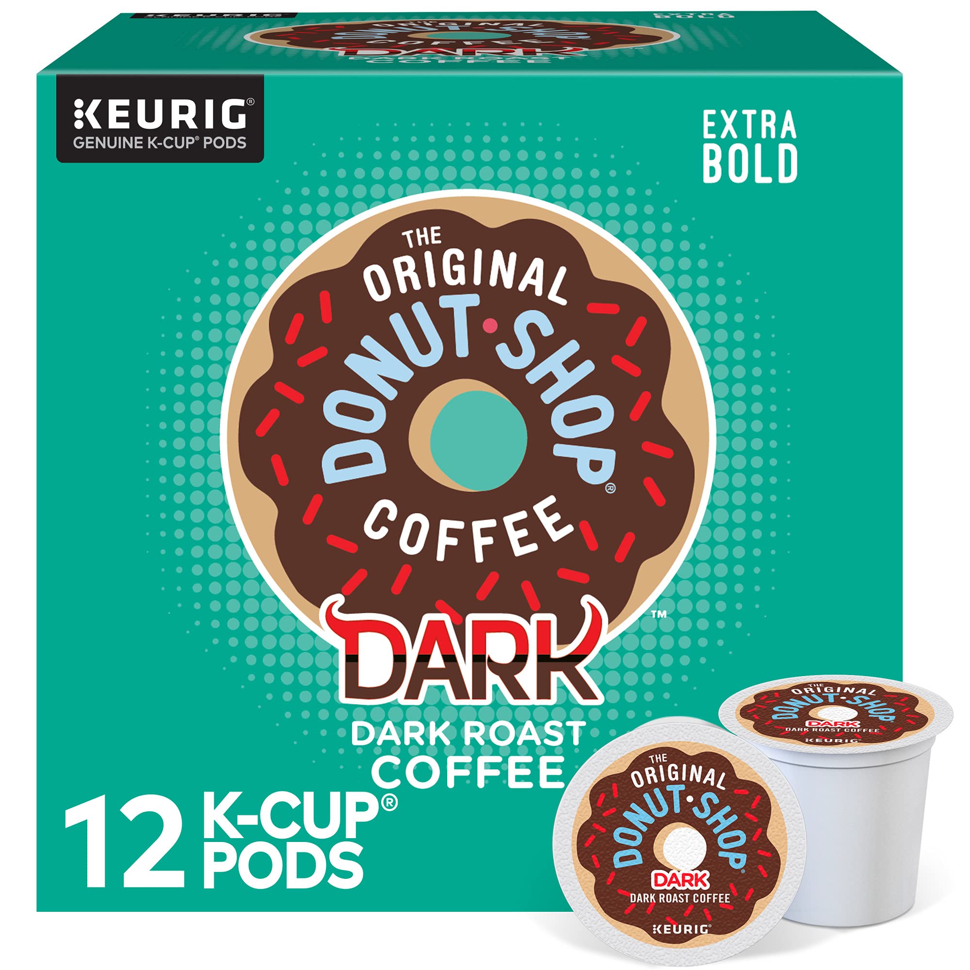 The Original Donut Shop Dark Roast Coffee K-Cups - 12 Count | Bold & Rich Flavor | Perfect for Morning Brew & Office Coffee Break