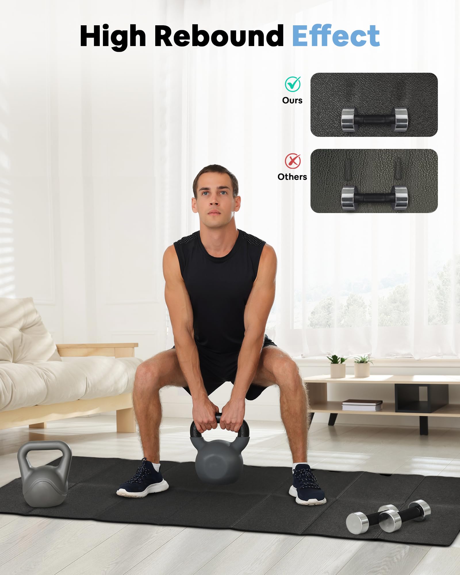 Foldable Walking Pad Treadmill Mat - Non-Slip Exercise Equipment Mat with High Rebound, Noise Reduction & Floor Protection for Home Gym, Office Workout & Indoor Fitness Training