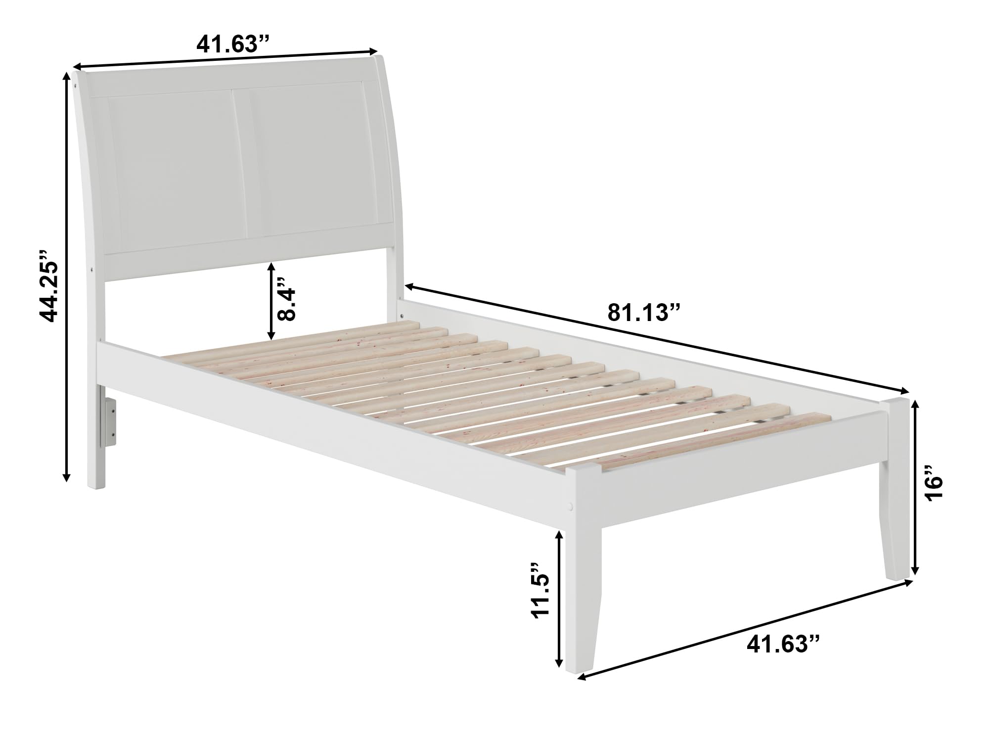AFI Portland Twin Size Platform Bed Frame with USB Charging Ports - Modern White Wooden Bed for Kids & Teens - Perfect for Small Bedrooms & Dorm Rooms