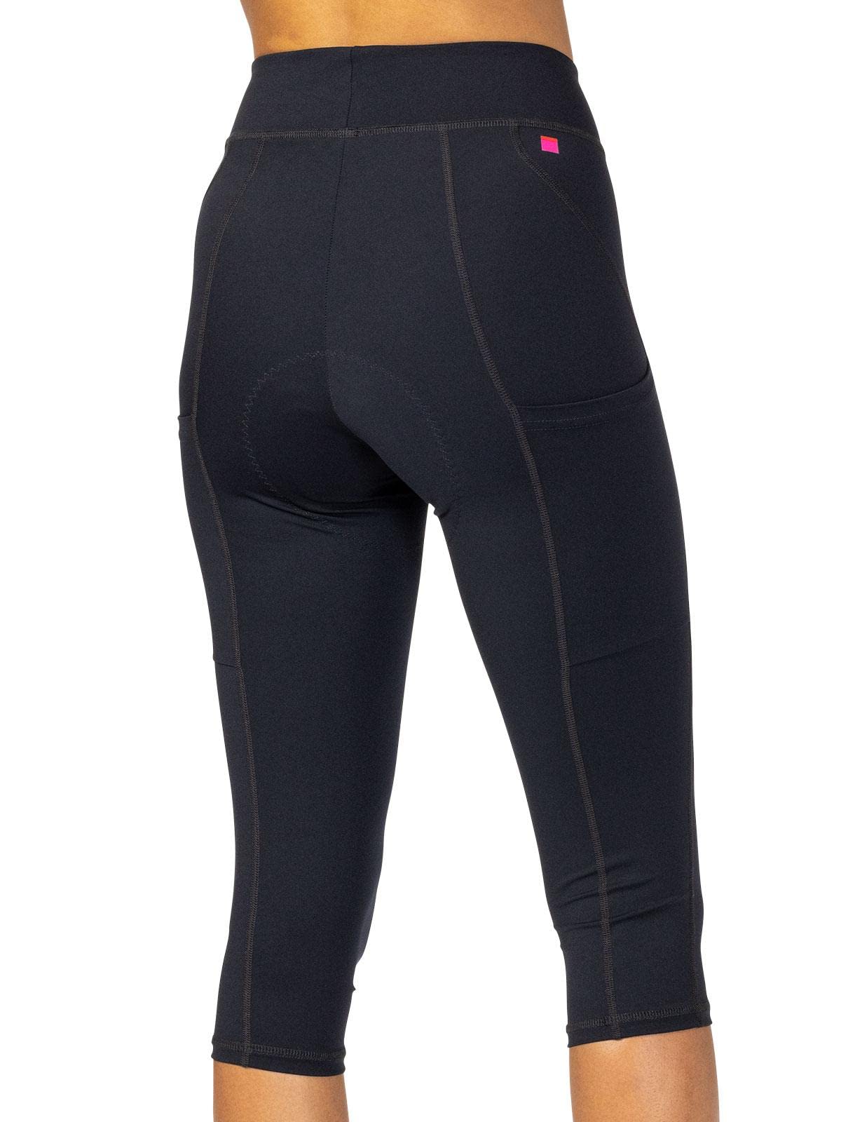 Women's Terry Bike Pants - Padded Cycling Capris with 20-Inch Length & High Waist for Comfort - Perfect for Road Biking, Commuting & Fitness Training