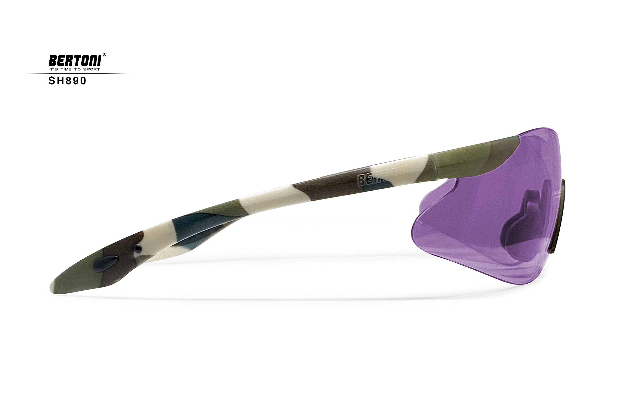 BERTONI SH890 Tactical Shooting Glasses - 4 Interchangeable Anti-Fog Lenses with Carrying Case & Extra Arms | Protective Safety Eyewear for Hunting, Range Shooting & Outdoor Sports | Made in Italy