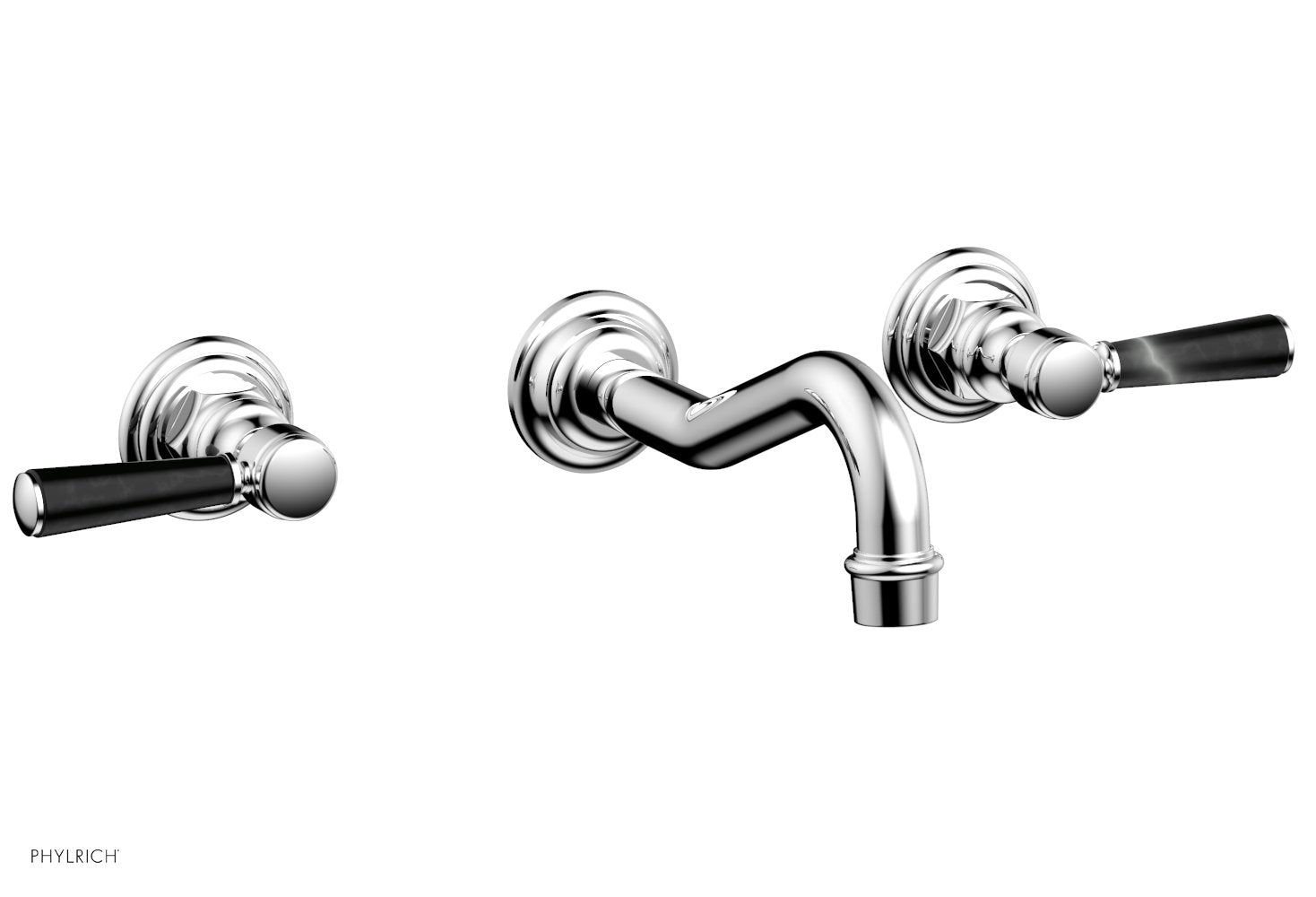 HENRI Wall Mounted Tub Faucet Set with Marble Lever Handles - 161 58 - Perfect for Modern Bathroom Renovations & Spa-Like Showower Experiences