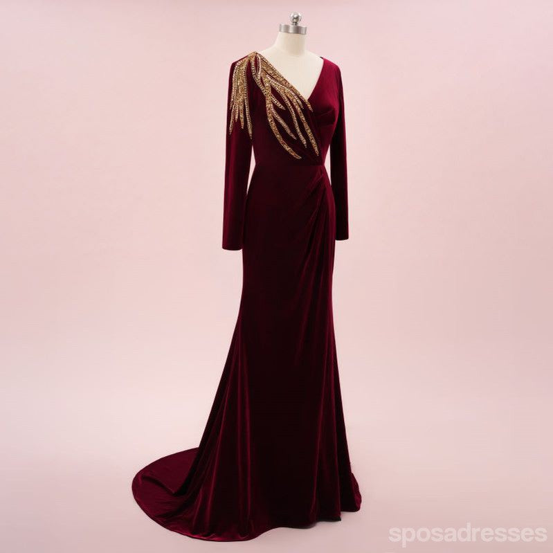 Elegant Mermaid Dark Red V-Neck Maxi Long Prom Dress for Women - Formal Evening Gown for Parties, Homecoming, Weddings & Special Occasions