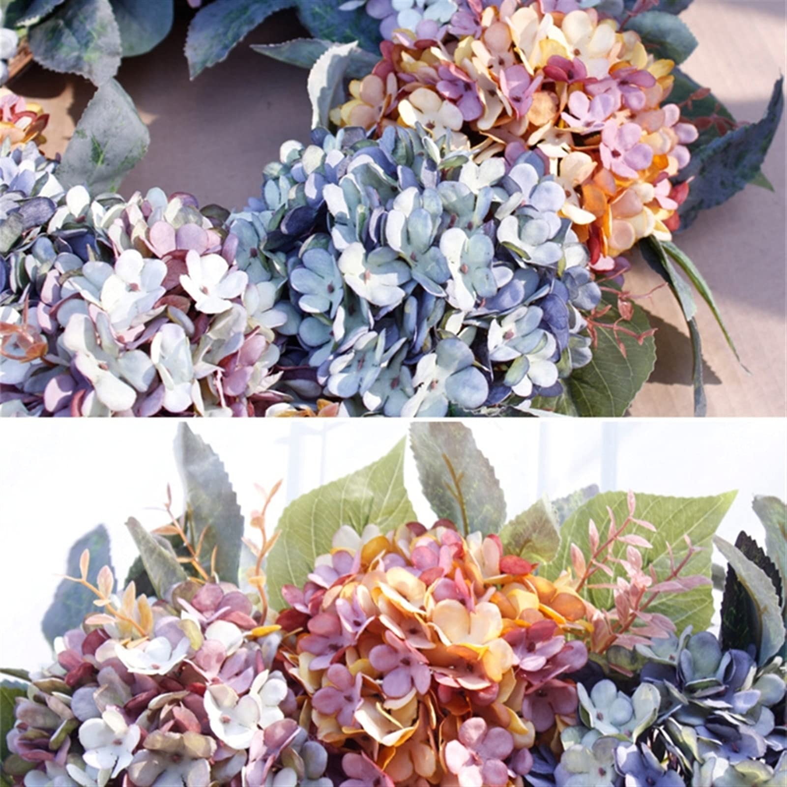 22 Inch Fall Hydrangea Wreath - Rattan & Gingko Leaf Decor for Wedding, Christmas, Home Door - Photography Props & Holiday Garland for Front Door, Fireplace, and Seasonal Decorations