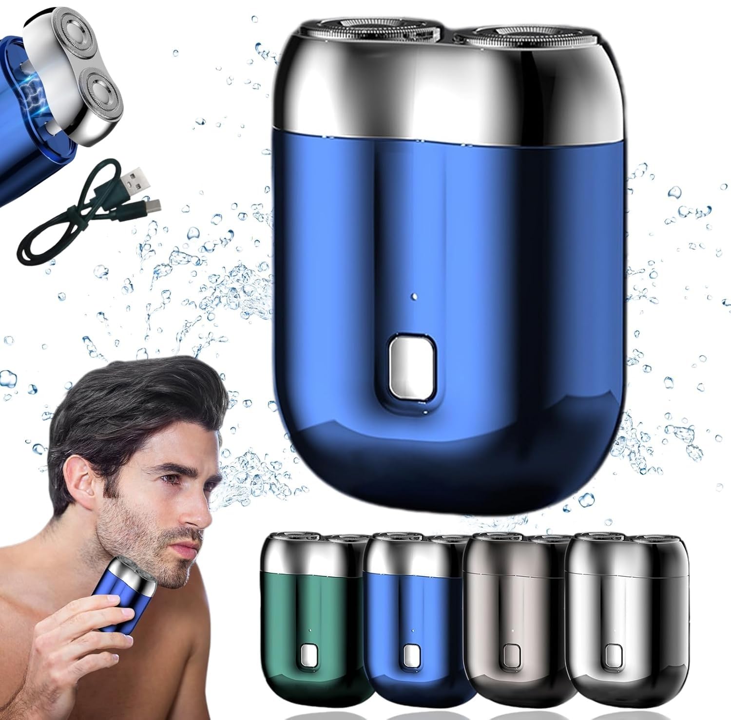New Mini Dual-Head Electric Shaver for Men - Waterproof USB Rechargeable Travel Razor with Double-Ring Magnetic Cutter - Perfect for Home, Car & On-the-Go Grooming